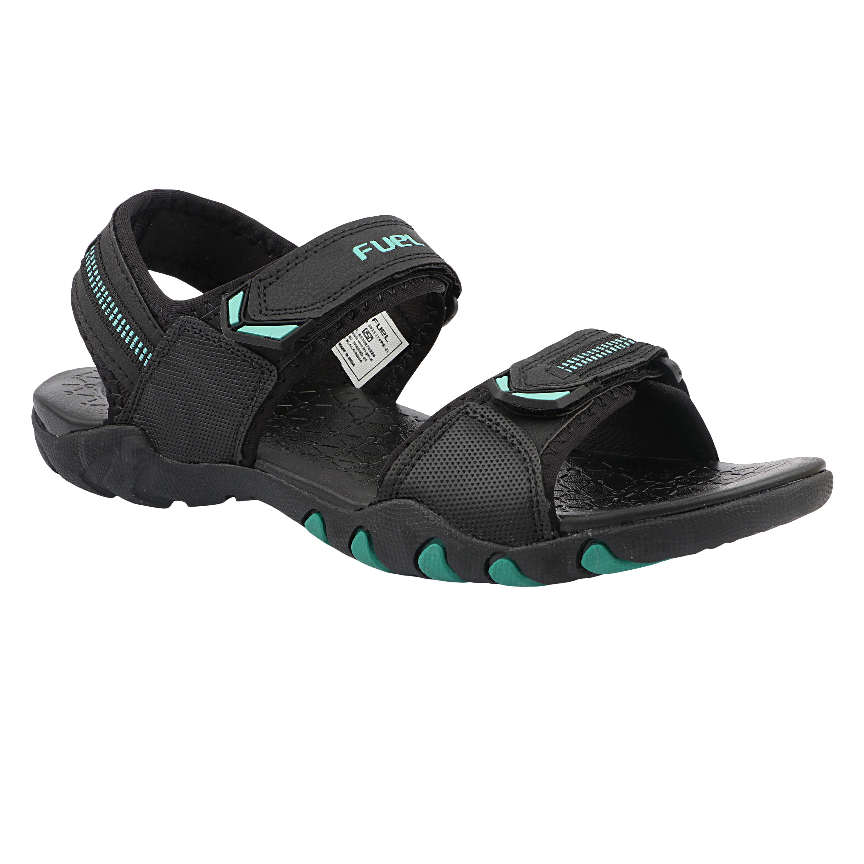 FUEL Sprandi-01 Sports Sandals for Men | Lightweight Walking & Outdoor Sandals | Breathable Mesh + Rexine | Easy Velcro Fit | EVA + TPR Sole | Cushioned Footbed (Aqua)