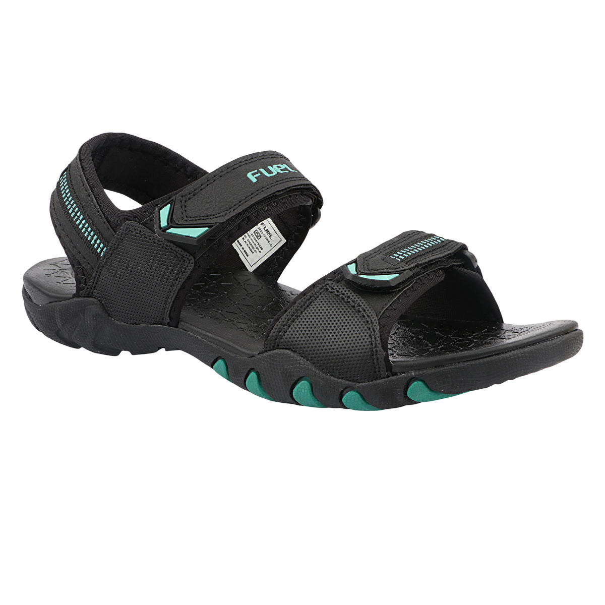 FUEL Sprandi-01 Sports Sandals for Men | Lightweight Walking & Outdoor Sandals | Breathable Mesh + Rexine | Easy Velcro Fit | EVA + TPR Sole | Cushioned Footbed (Aqua)