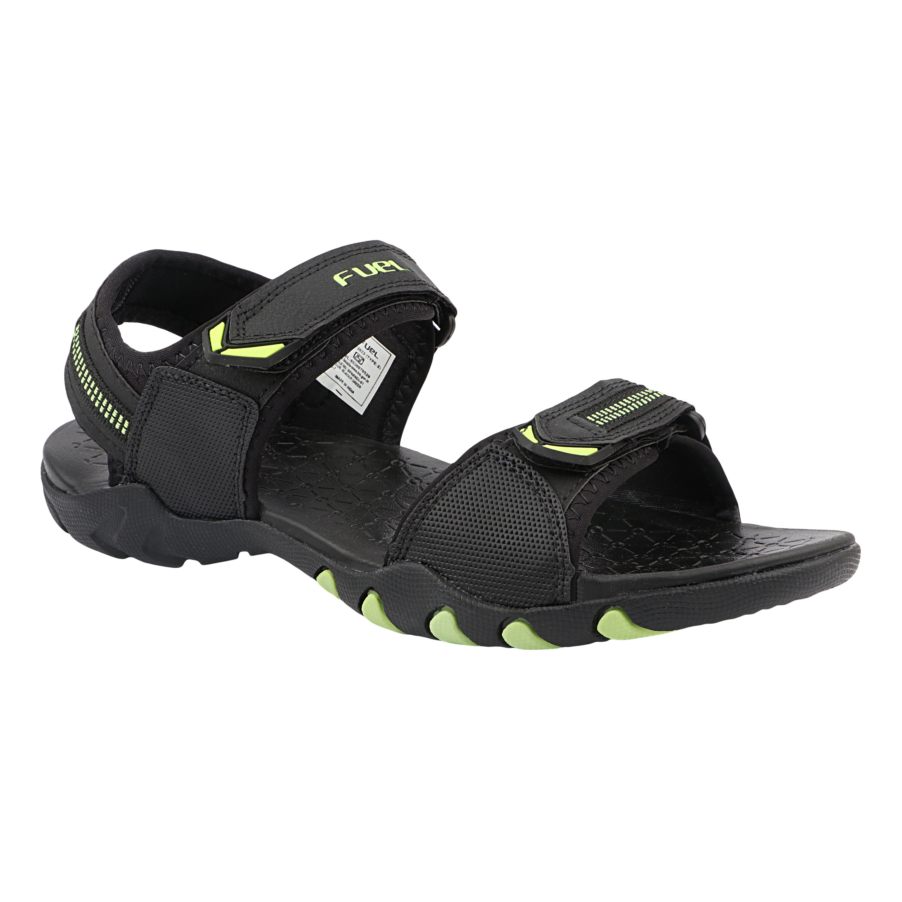 FUEL Sprandi-01 Sports Sandals for Men | Lightweight Walking & Outdoor Sandals | Breathable Mesh + Rexine | Easy Velcro Fit | EVA + TPR Sole | Cushioned Footbed (P.Green)