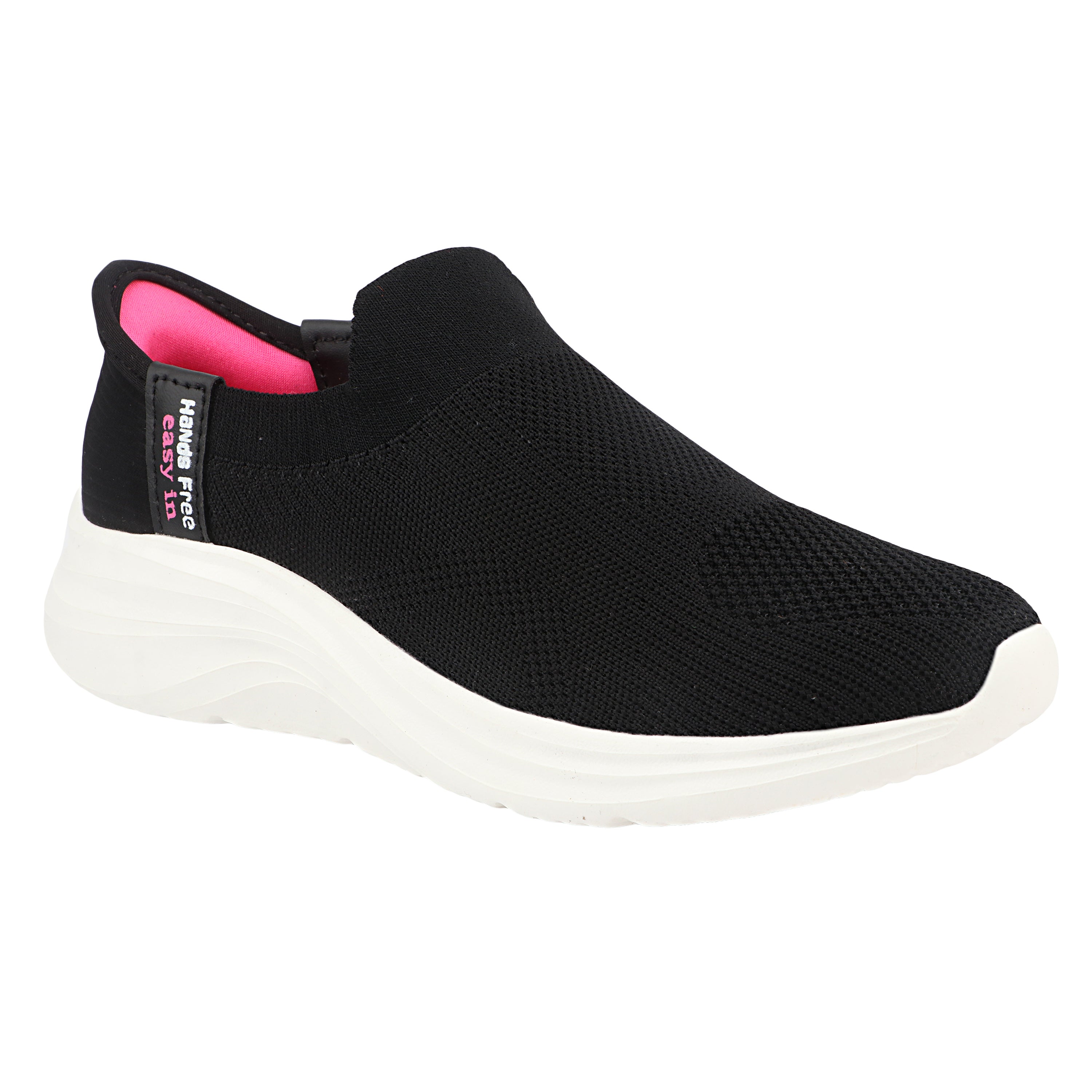 FUEL Gloria Women's Slip-On Shoes | Lightweight Casual Shoes | Soft Knitted Fabric Upper | Easy Slip-On Design | EVA Sole | Cushioned Footbed | Comfortable Everyday Footwear (Black)