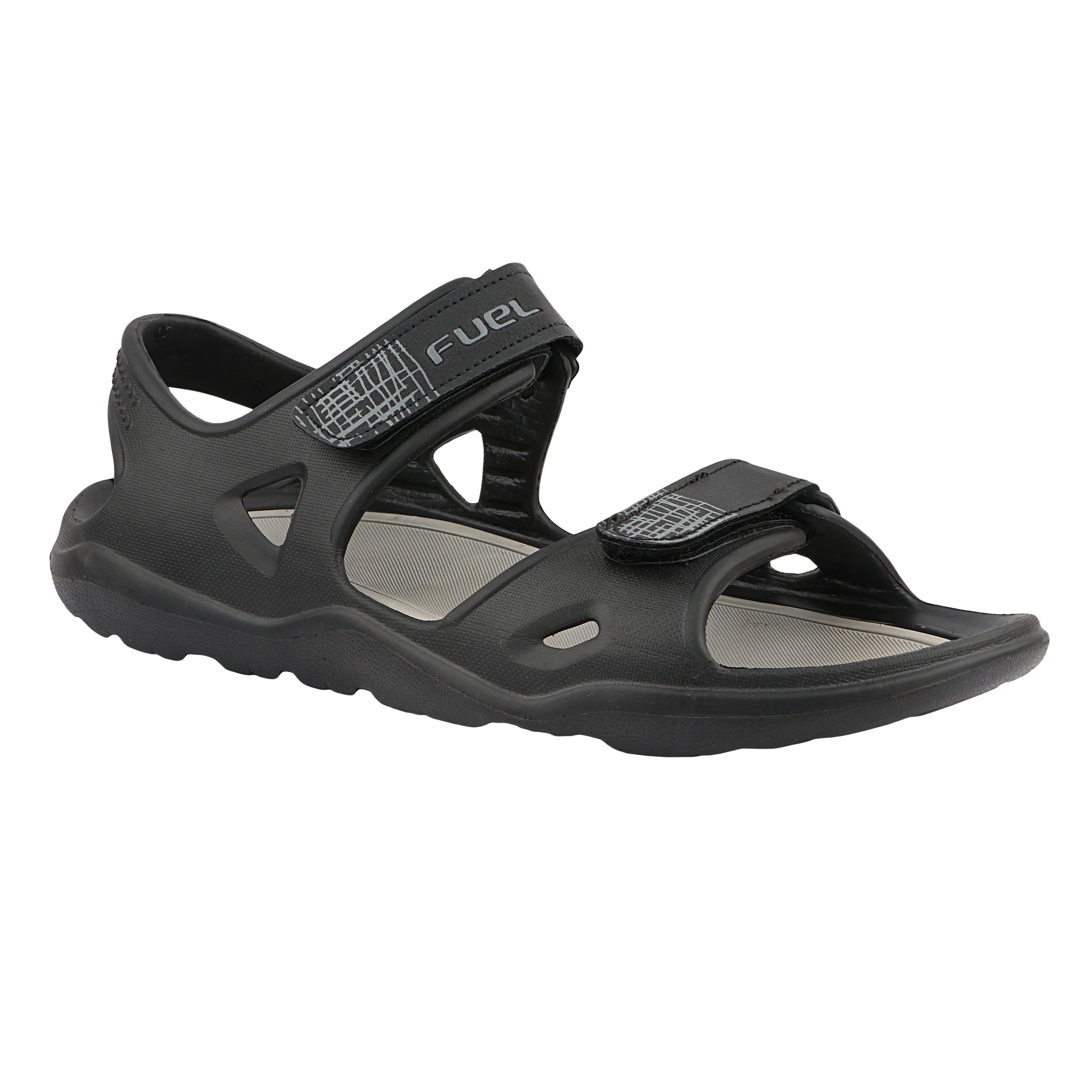 FUEL Jacob-01 Sports Sandal – Comfortable & Durable EVA Footwear with Adjustable Velcro Closure and Cushioned Footbed for Walking, Casual Wear & Outdoor Activities (Black)