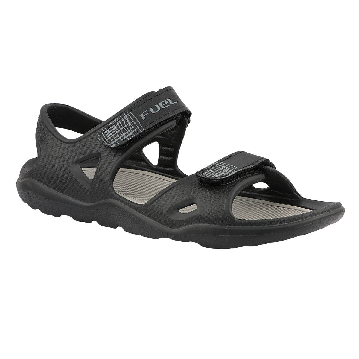 FUEL Jacob-01 Sports Sandal – Comfortable & Durable EVA Footwear with Adjustable Velcro Closure and Cushioned Footbed for Walking, Casual Wear & Outdoor Activities (Black)