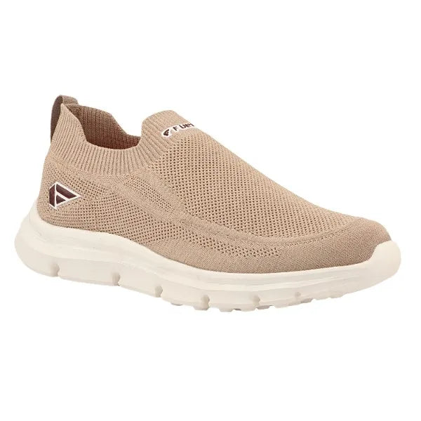 FUEL Flash-03 Men’s Casual Shoes, Beige Textured Slip-On Footwear with Chunky White Sole for Everyday Wear, (Beige)