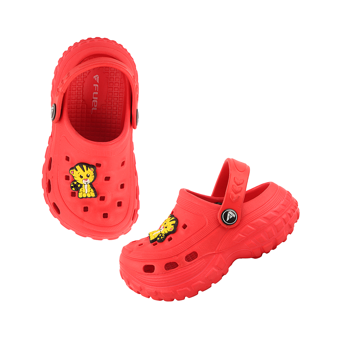 FUEL Poddle Cute & Lightweight EVA Slip-On Clogs for Kids (RED)
