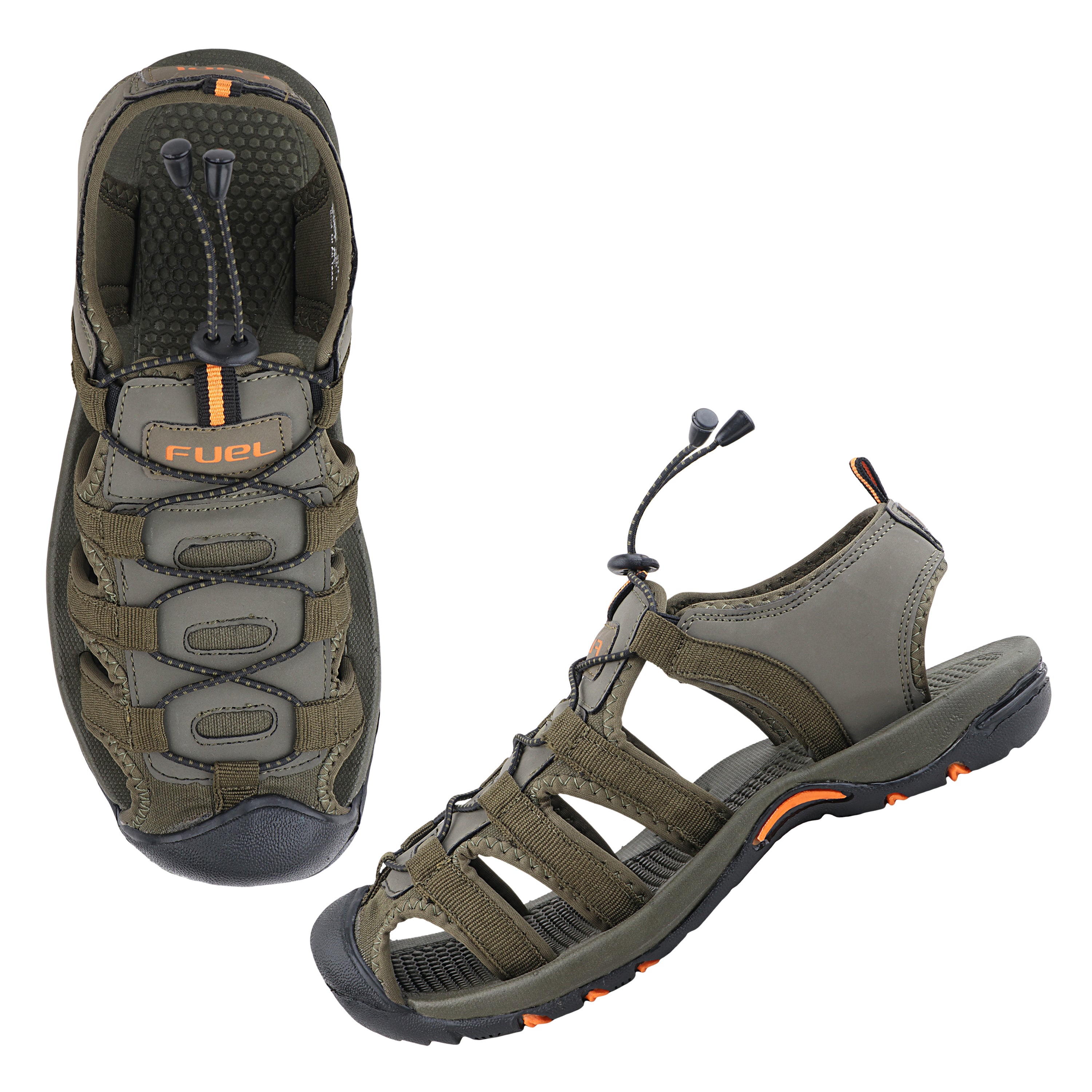 Fuel Soldier-06 Fisherman Sandals for Men (Olive Orange)