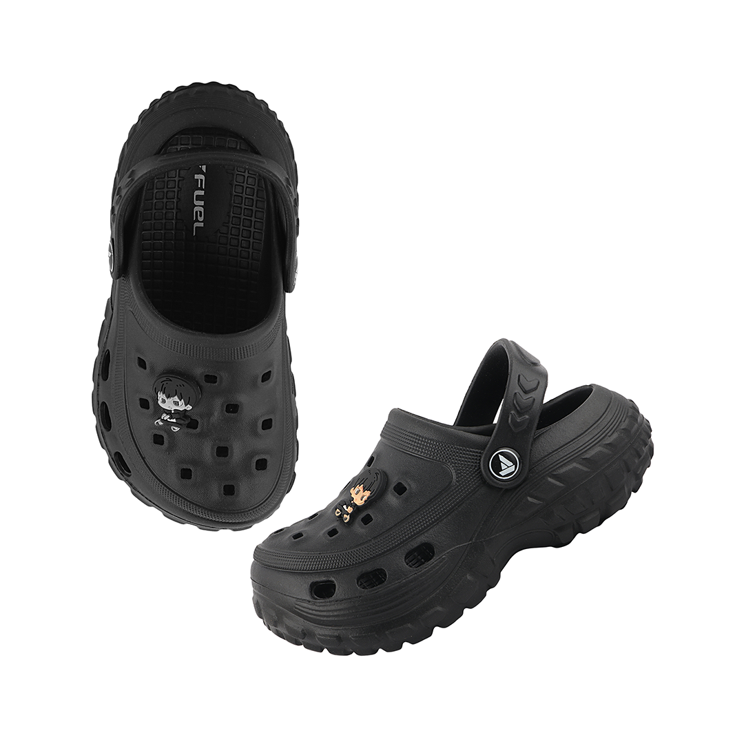 FUEL Hooper Clogs Slipper for 4-10 Years Boys/girls (Hooper-Black)