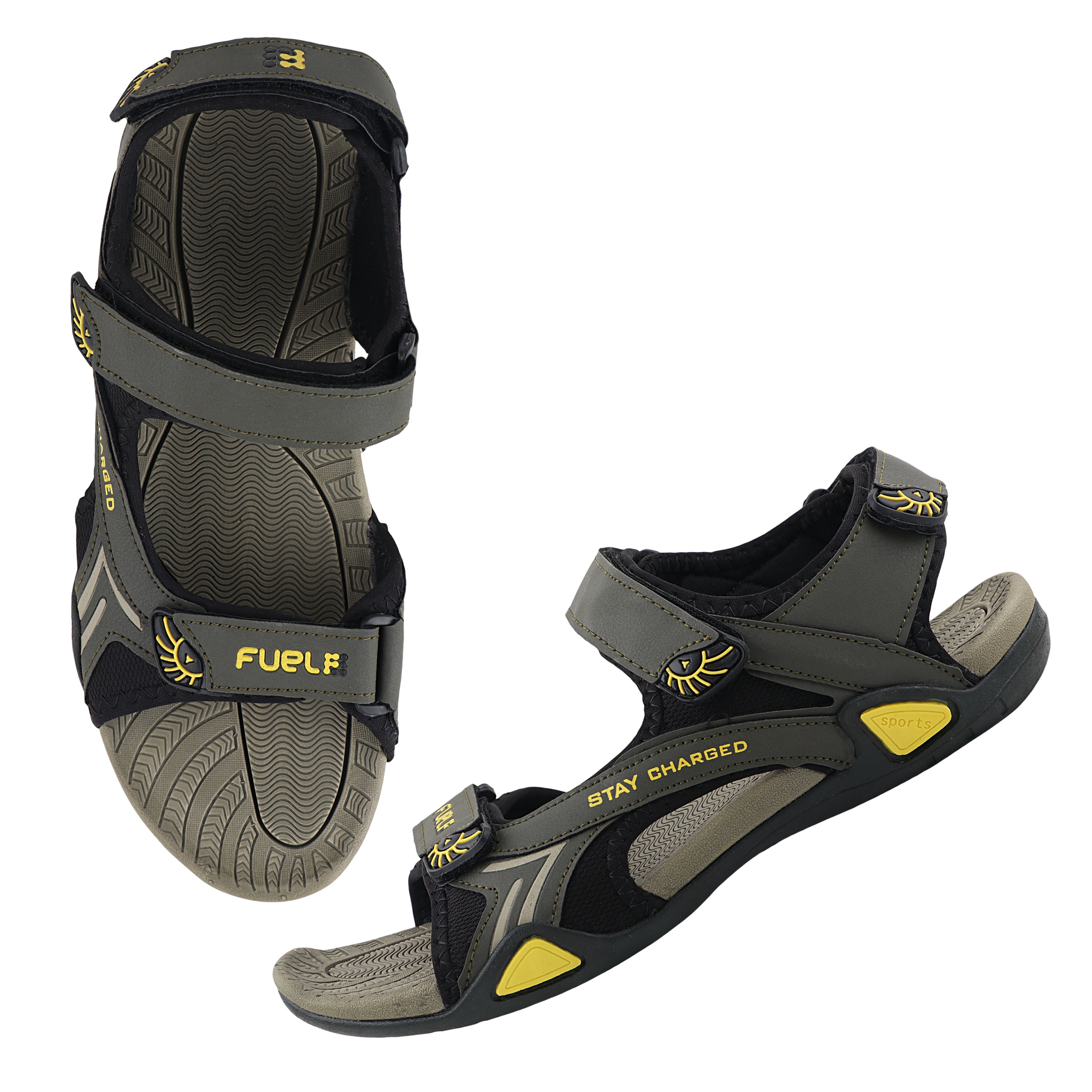 Fuel Rambo-04 sandal for man  (Dark Grey & Orange)