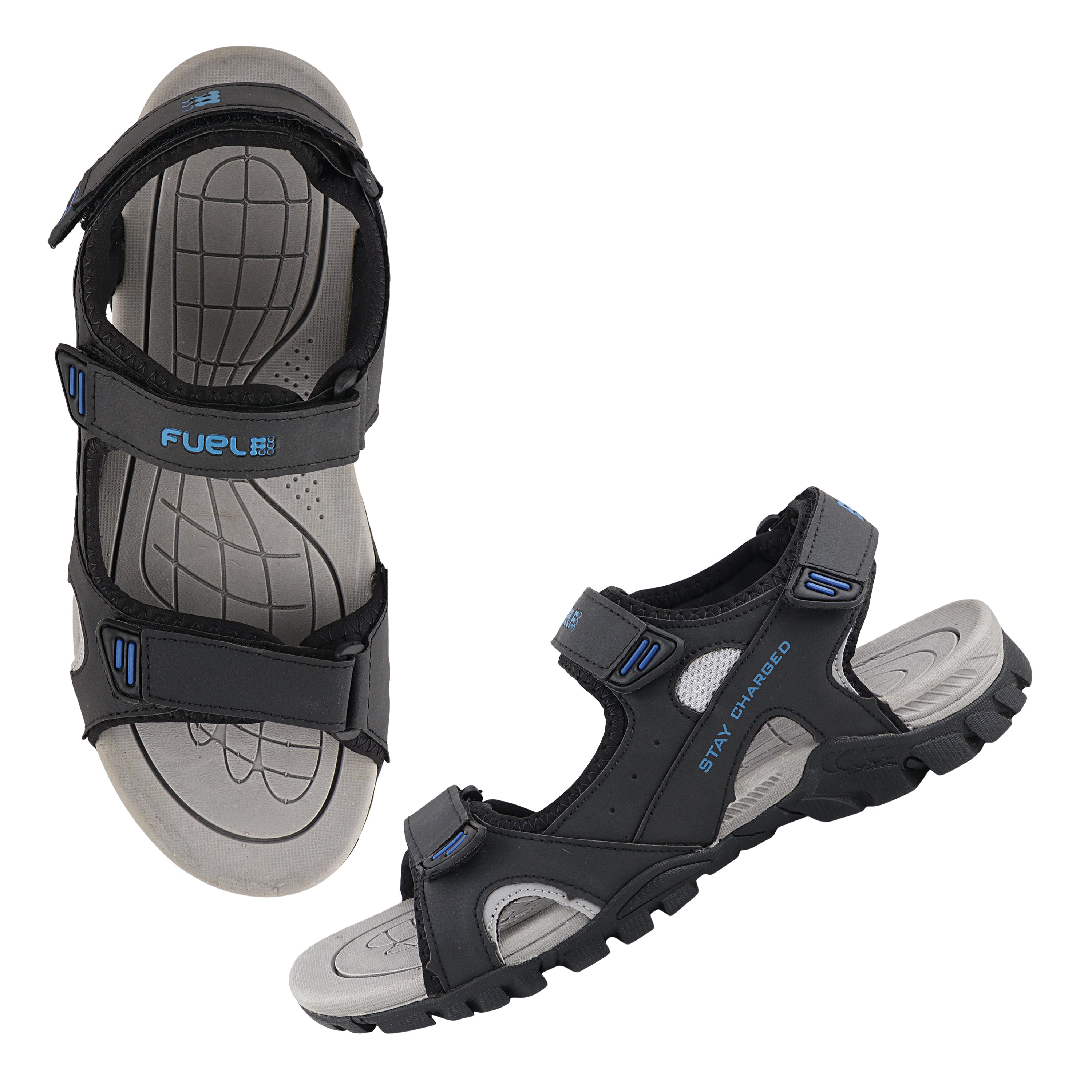 Fuel Krox-02 Sandals for Men's & Boys (Black/R.Blue)