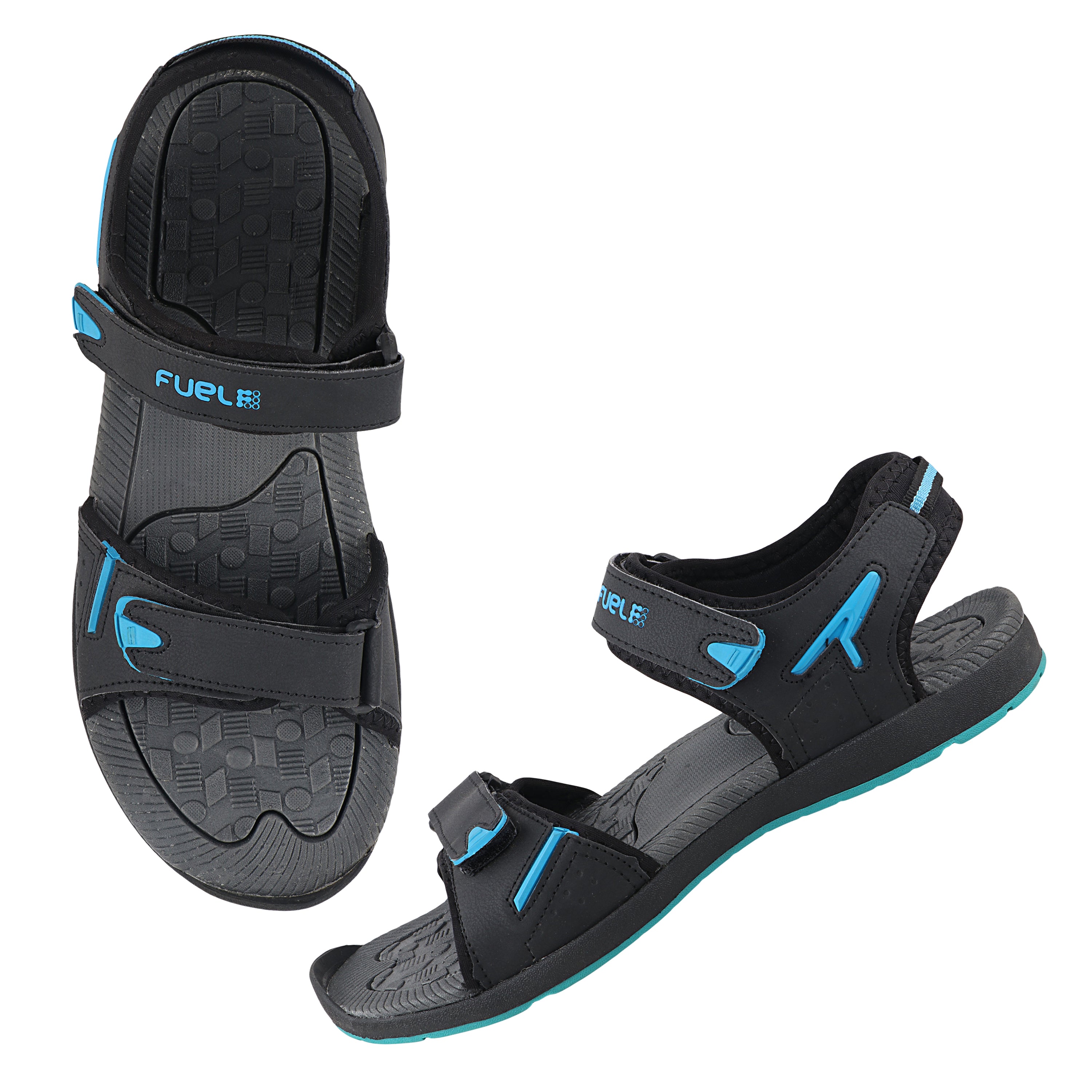 Fuel Mark Sandals For Men's (Black-Aqua)