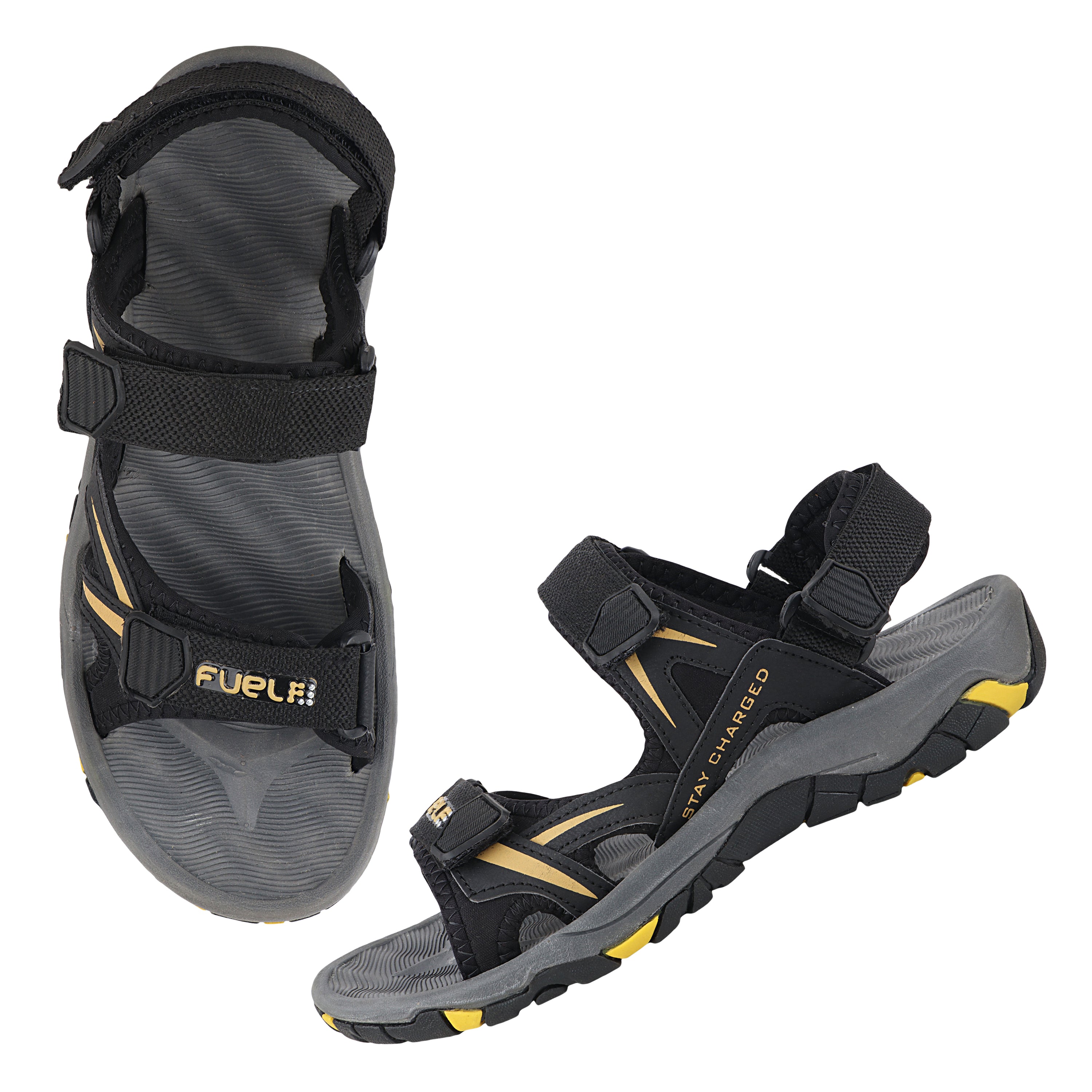 FUEL PRIME SANDALS FOR MEN'S (BLACK-YELLOW)