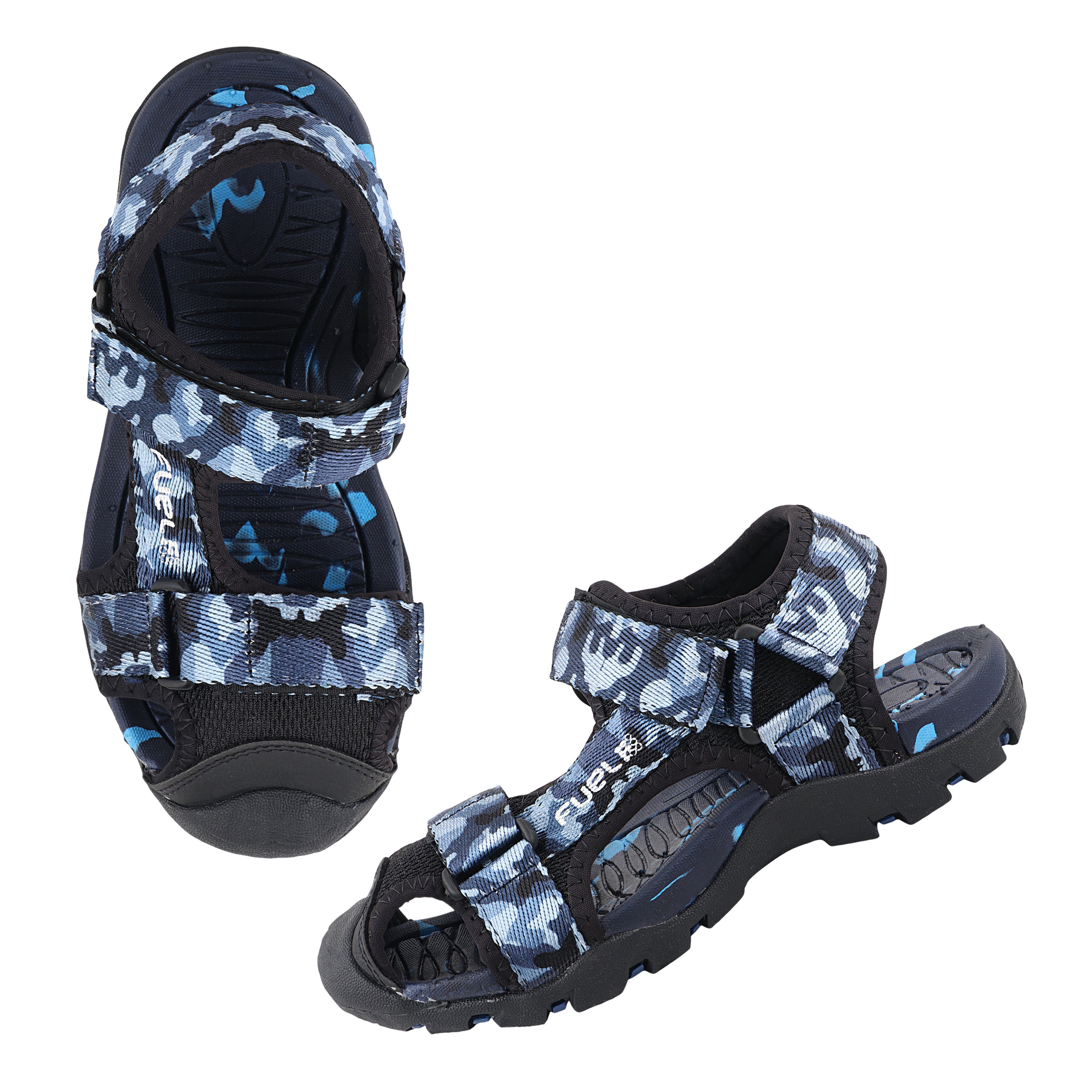 Fuel Harry Sandal For 4 to 10 Year Kids (Black & R. BLUE)