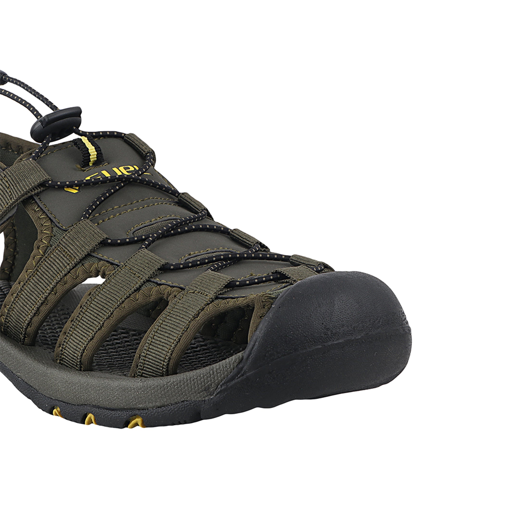 Fuel Soldier-06 Stylish Outdoor Men's Fisherman Sandals with Protective Toe Cap & Durable Grip (Olive-Yellow)