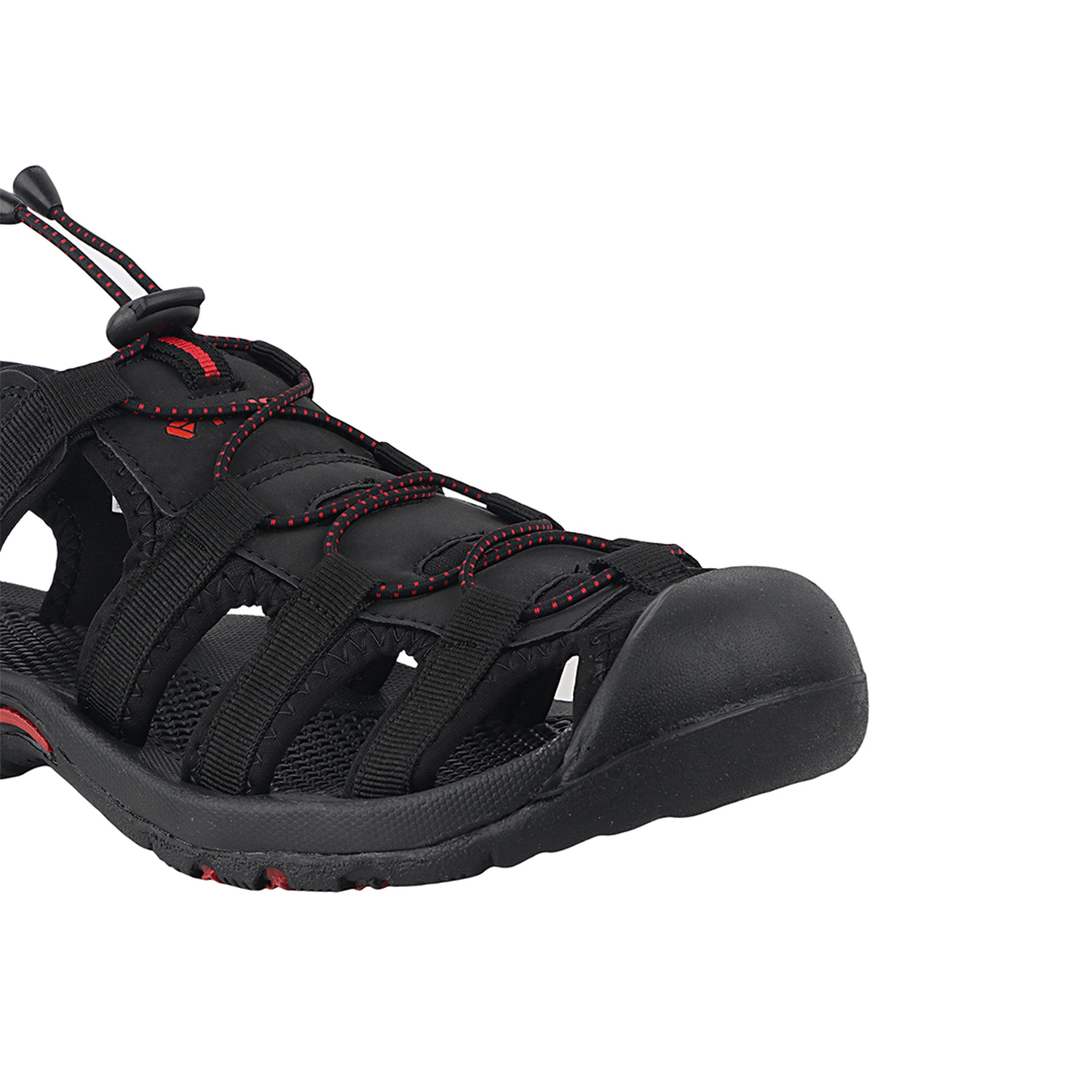 Fuel Soldier-06 Stylish Outdoor Men's Fisherman Sandals with Protective Toe Cap & Durable Grip (Black Red)