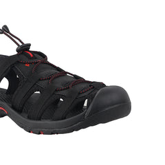 Fuel Soldier-06 Stylish Outdoor Men's Fisherman Sandals with Protective Toe Cap & Durable Grip (Black Red)