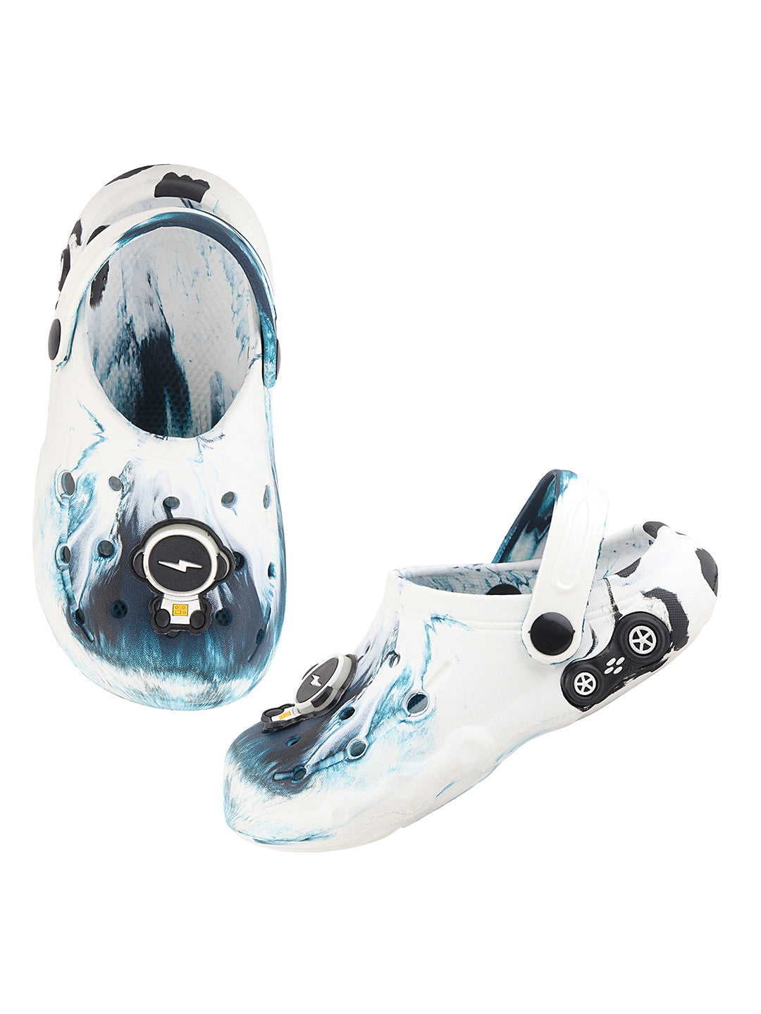 FUEL Splash Clogs Slipper for 4-10 Years Boys/Girls (White & Blue)