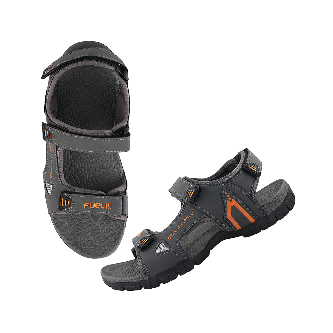 Fuel Rambo-04 sandal for man  (Dark Grey & Orange)