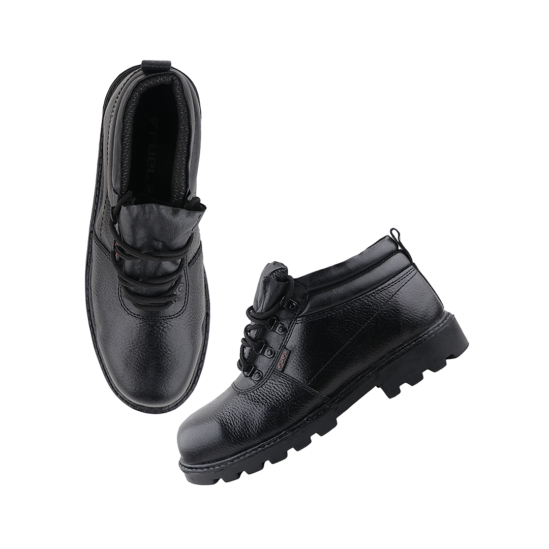 Fuel Flamingo HC Men's Black Lightweight Safety Shoes with PU Sole, Impact Resistant (100 Joules)