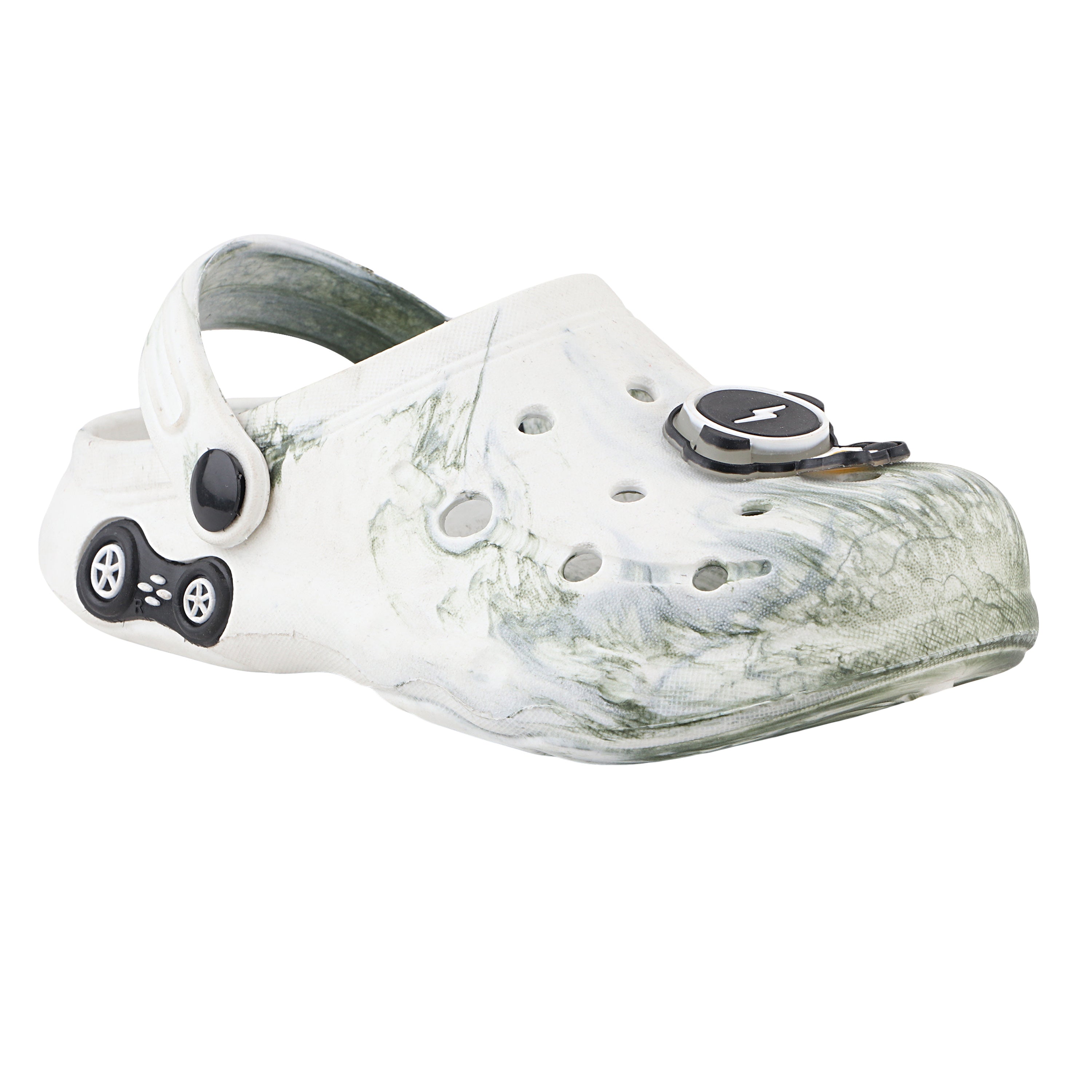 FUEL Splash Clogs Slipper for 4-10 Years Boys/Girls (White & Green)