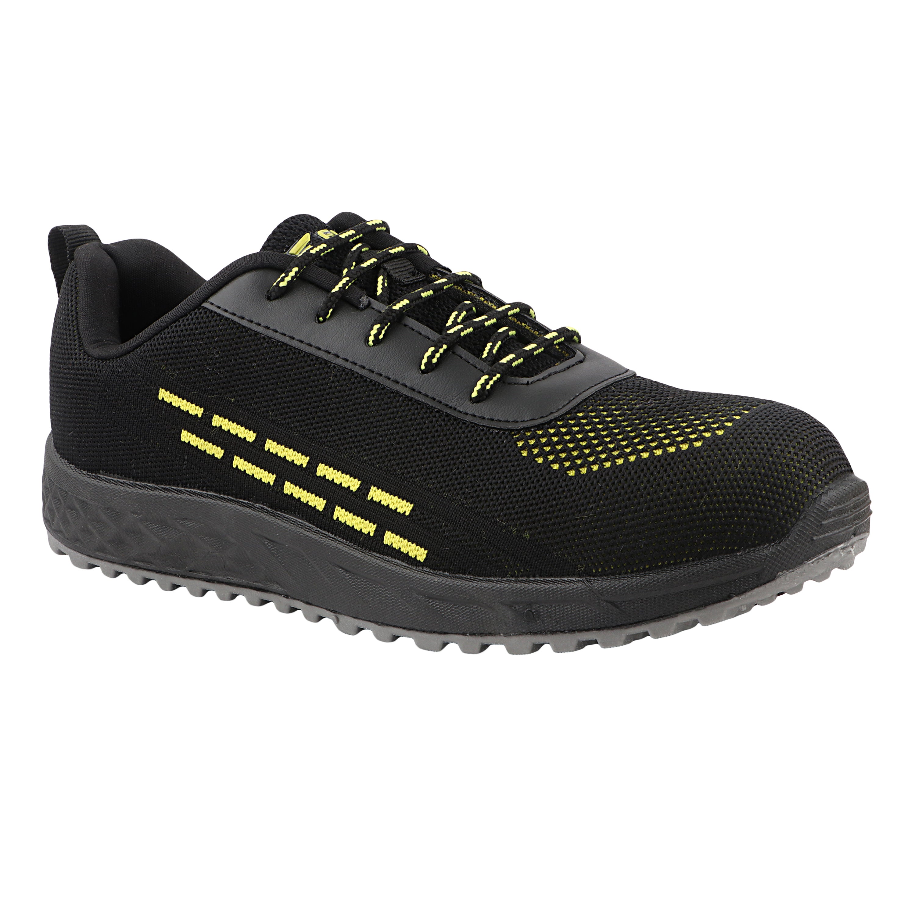 FUEL Armour 1 DD ISI Marked Strong Knitting Upper Breathable Safety Shoes for Men's Steel Toe Cap With Double Density Rubberized PVC Sole (Black)