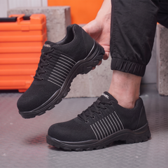 FUEL Aqua Knitted Upper in  PU Sole with 200J Composite Toe Lightweight Industrial Work Safety Shoes for Men (Black)
