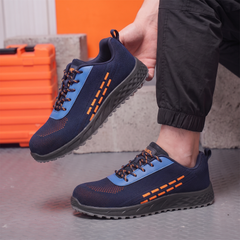FUEL Armour 1 DD ISI Marked Strong Knitting Upper Breathable Safety Shoes for Men's Steel Toe Cap With Double Density Rubberized PVC Sole (Navy)