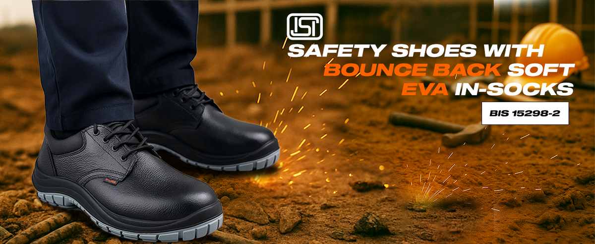 FUEL ICON DD Industrial Safety Shoes with Grain Leather & PU Double Density Sole Steel Toe Energy Absorption(200J)  for Men