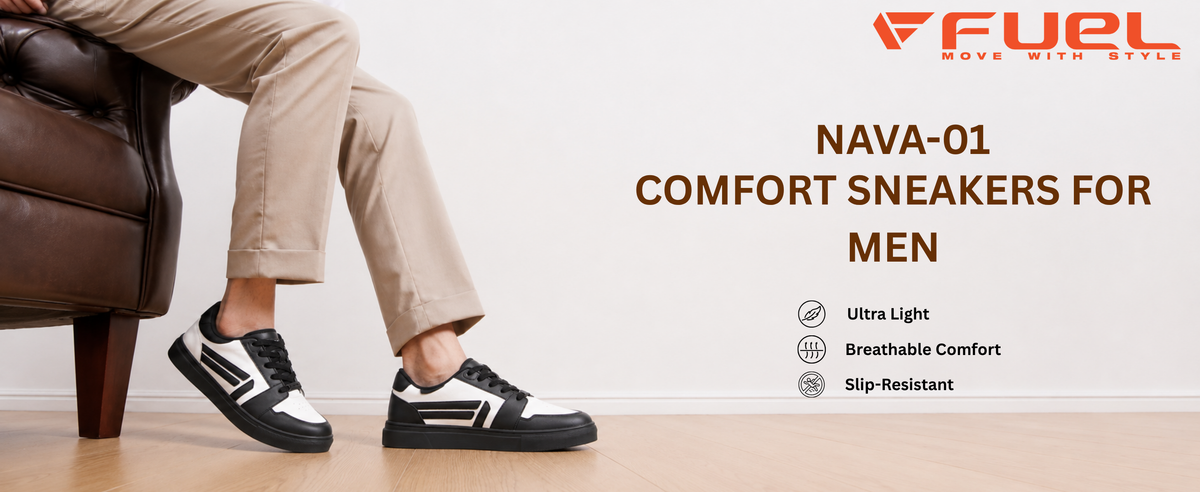 FUEL Nava-01 Shoes Series For Men  Style & Comfort Sneakers For Men's (Black-White)