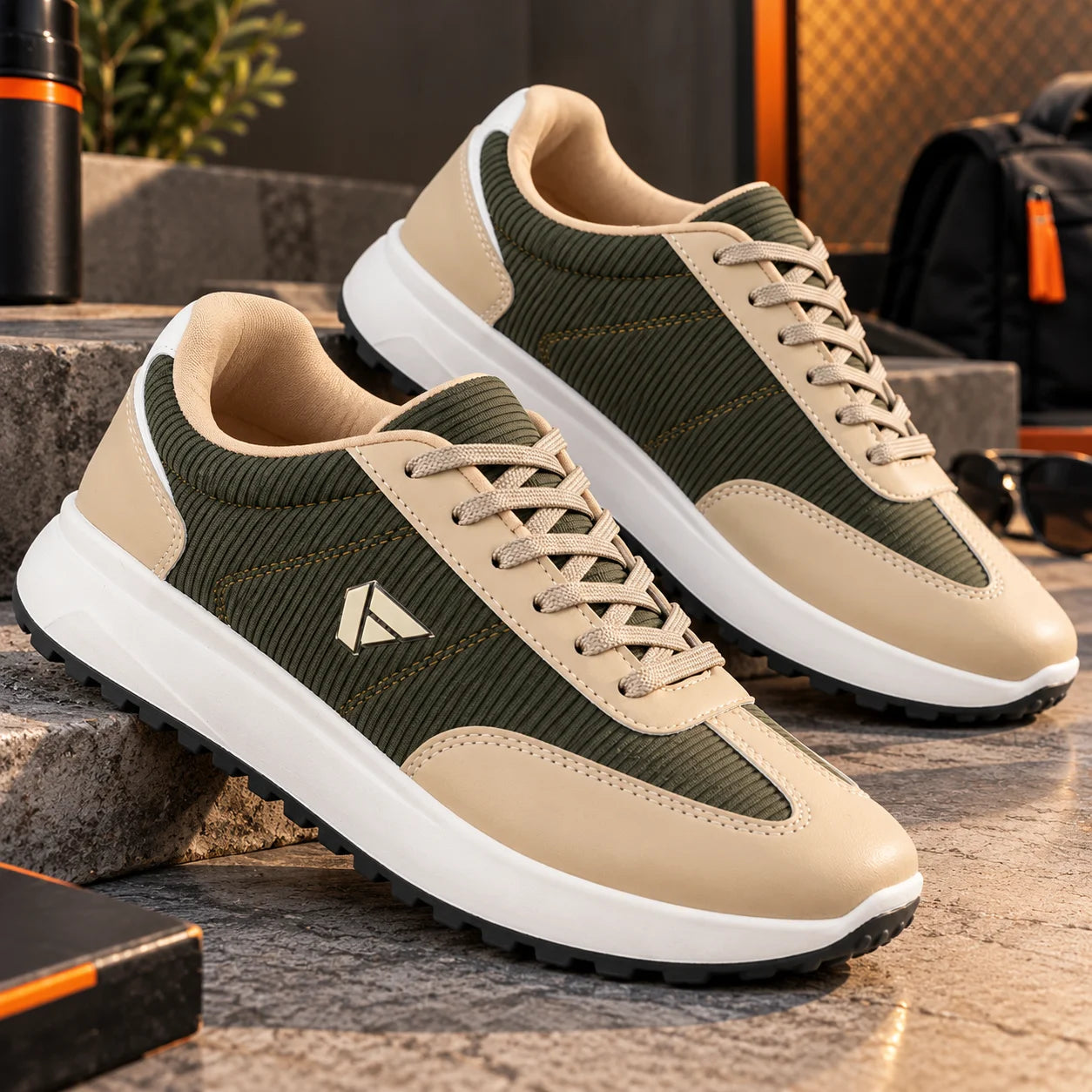 FUEL Neostep-04 Lightweight & Durable with Stylish Corduroy Cushioned Comfort Durable PVC Sole for Men's (Olive)