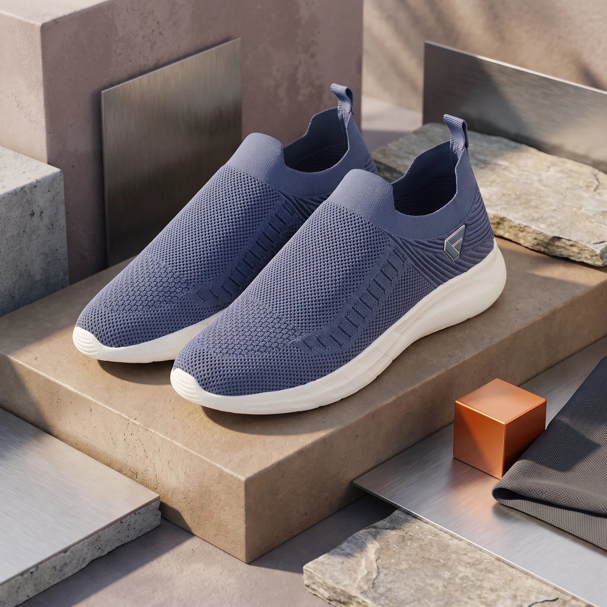 FUEL Flash Lightweight & Breathable Cushioned EVA Sole Slip-On Casual Shoes for Men's (Moon Blue)
