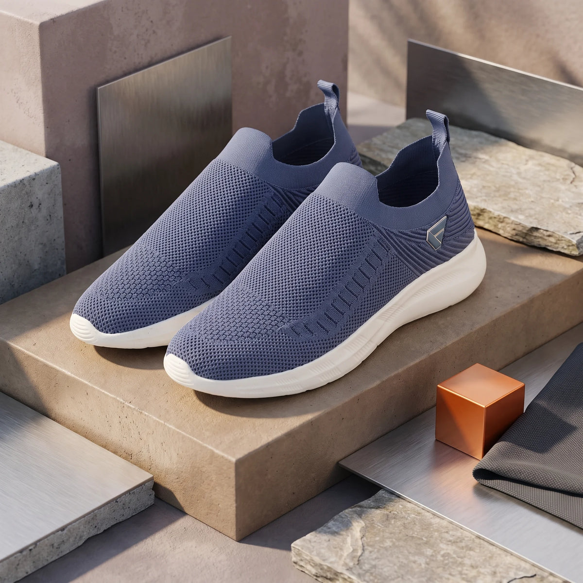 FUEL Flash Lightweight & Breathable Cushioned EVA Sole Slip-On Casual Shoes for Men's (Moon Blue)