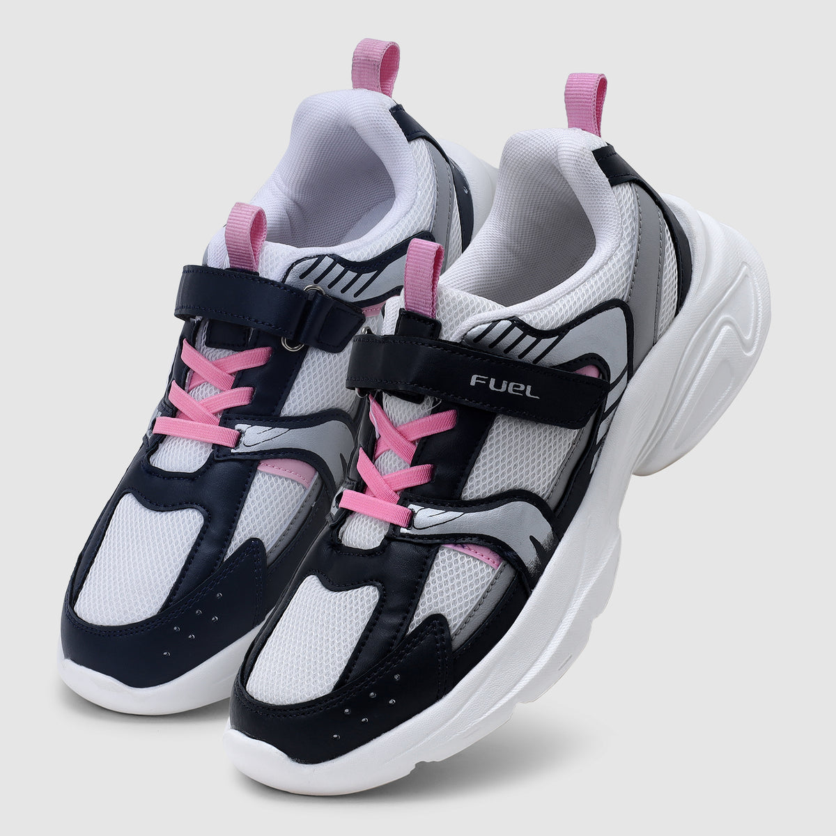 FUEL Charlie Kids Shoes for Boys and Girls, Sports Shoes with EVA and Rexine Upper, Lightweight EVA Sole, Stylish Casual Footwear, Walking, School, Outdoor Activities and Everyday Use. (Navy Silver)