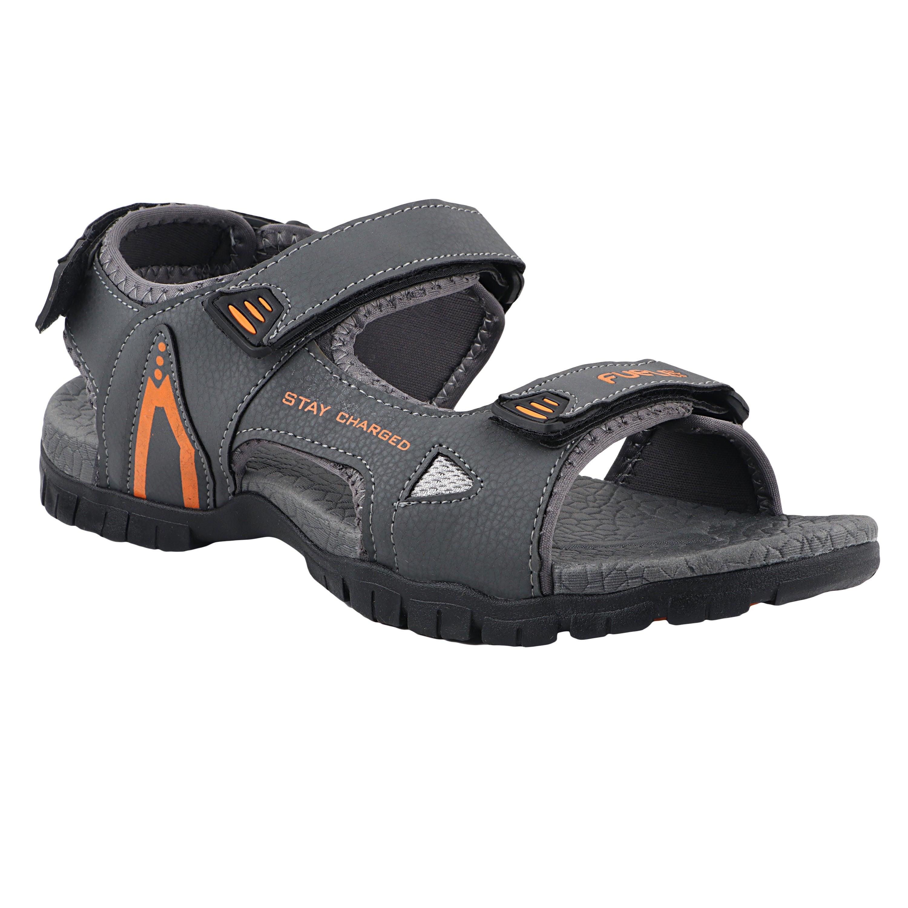 Fuel Rambo-04 sandal for man  (Dark Grey & Orange)