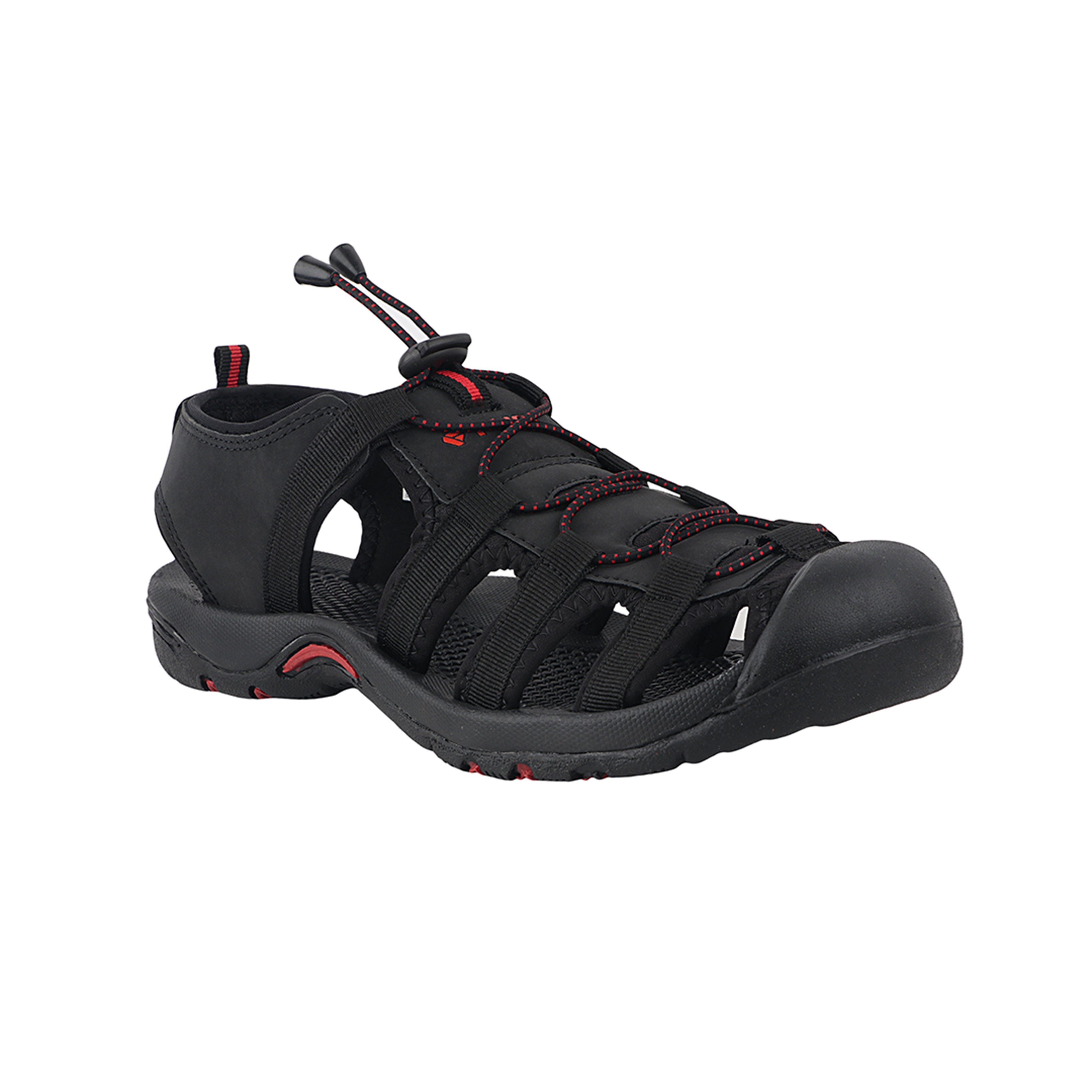 Fuel Soldier-06 Stylish Outdoor Men's Fisherman Sandals with Protective Toe Cap & Durable Grip (Black Red)