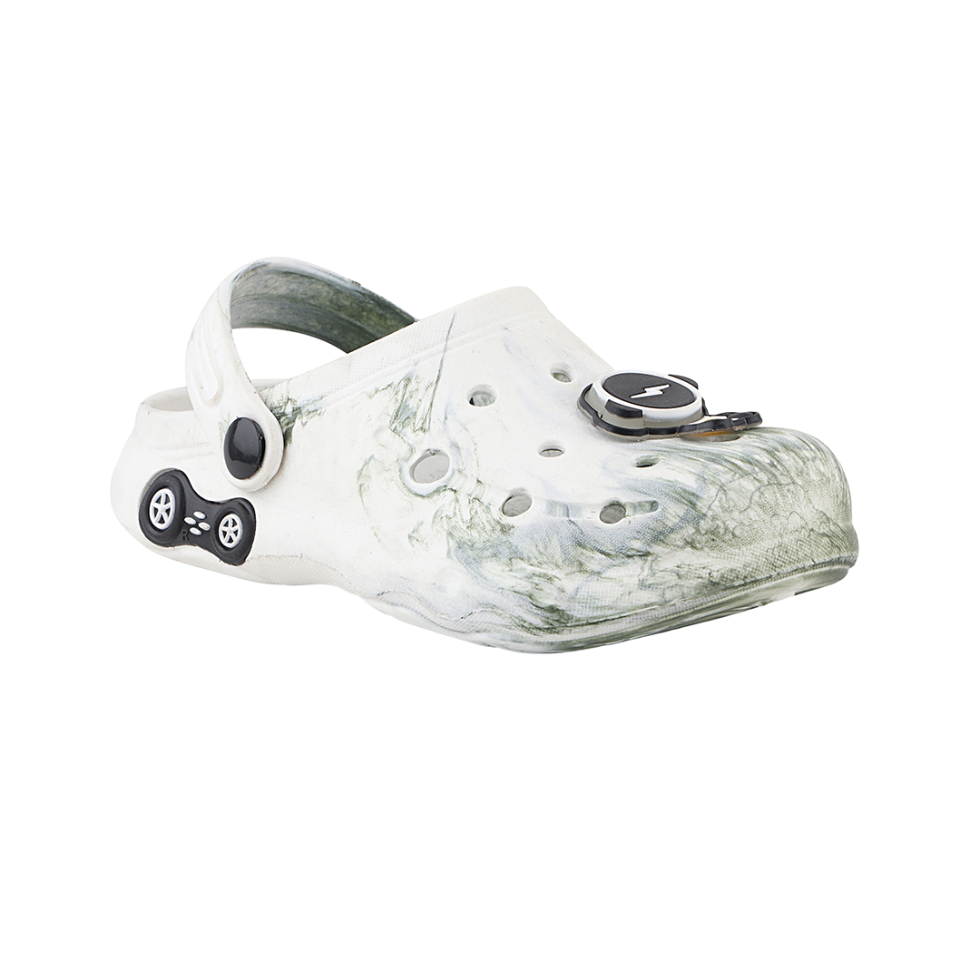 FUEL Splash Clogs Slipper for 4-10 Years Boys/Girls (White & Green)