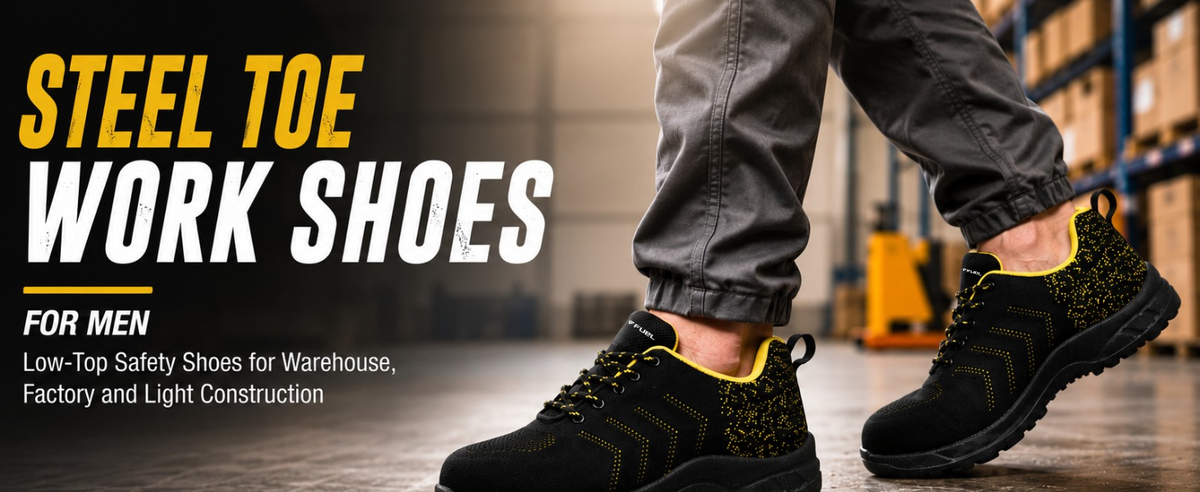 FUEL Arsenal Lightweight Safety Shoes for Men – Durable Industrial Sports Design with Strong Knitted Upper, PVC Sole, and 100J Metallic Toe Cap (UK 6–11)
