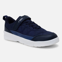 FUEL Tengo Kids Shoes for Boys and Girls, Rexine and Mesh Casual Sneakers with Lightweight EVA Sole, Comfortable and Stylish Footwear, School, Walking, Outdoor Activities and Everyday Use. (Navy)