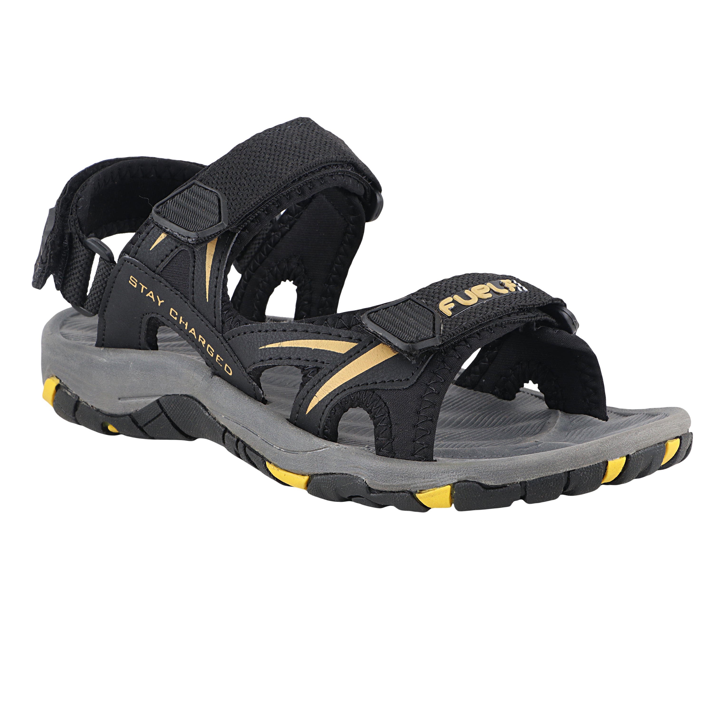 FUEL PRIME SANDALS FOR MEN'S (BLACK-YELLOW)