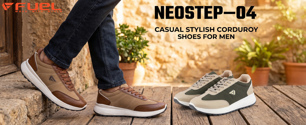 FUEL Neostep-04 Lightweight & Durable with Stylish Corduroy Cushioned Comfort Durable PVC Sole for Men's (Brown)
