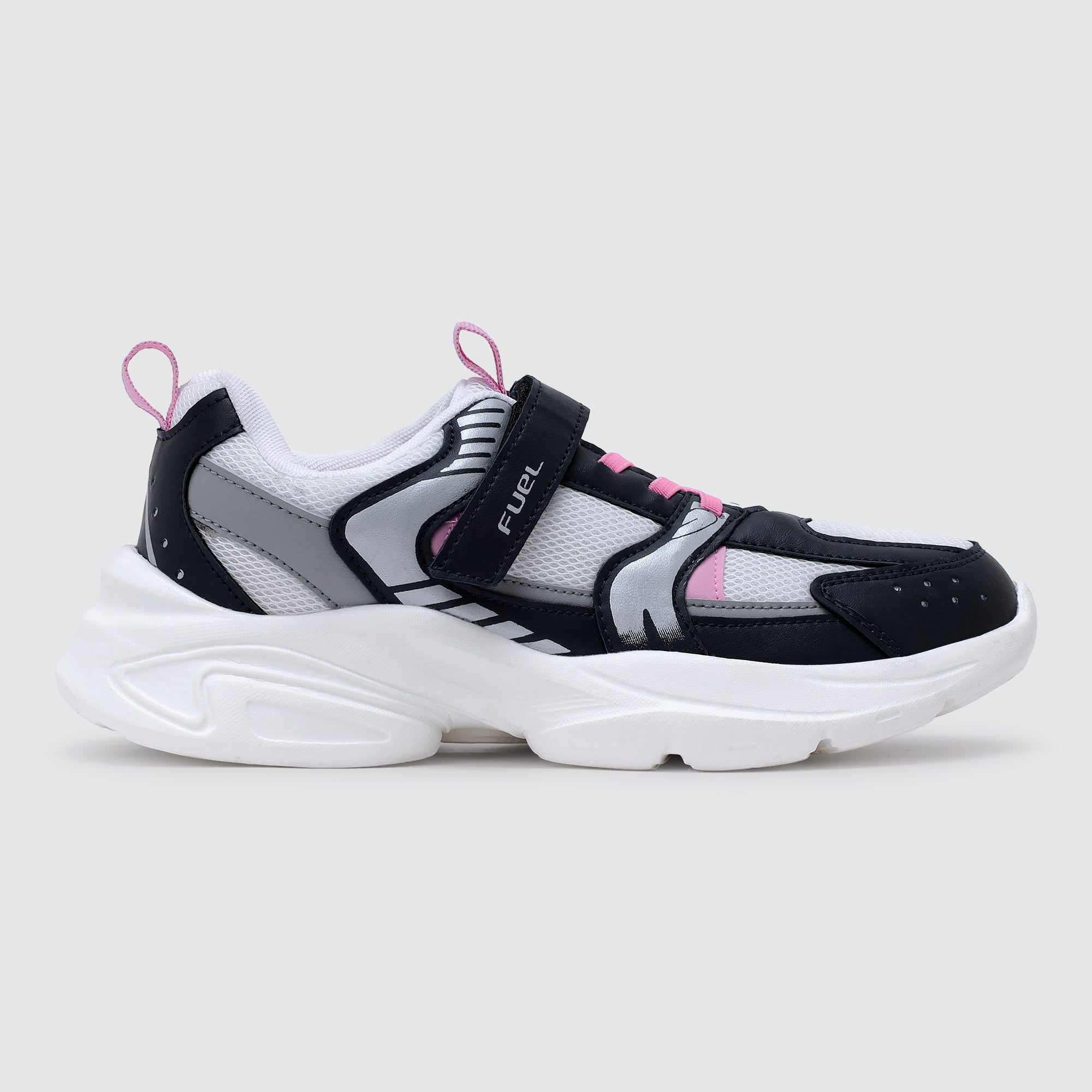 FUEL Charlie Kids Shoes for Boys and Girls, Sports Shoes with EVA and Rexine Upper, Lightweight EVA Sole, Stylish Casual Footwear, Walking, School, Outdoor Activities and Everyday Use. (Navy Silver)