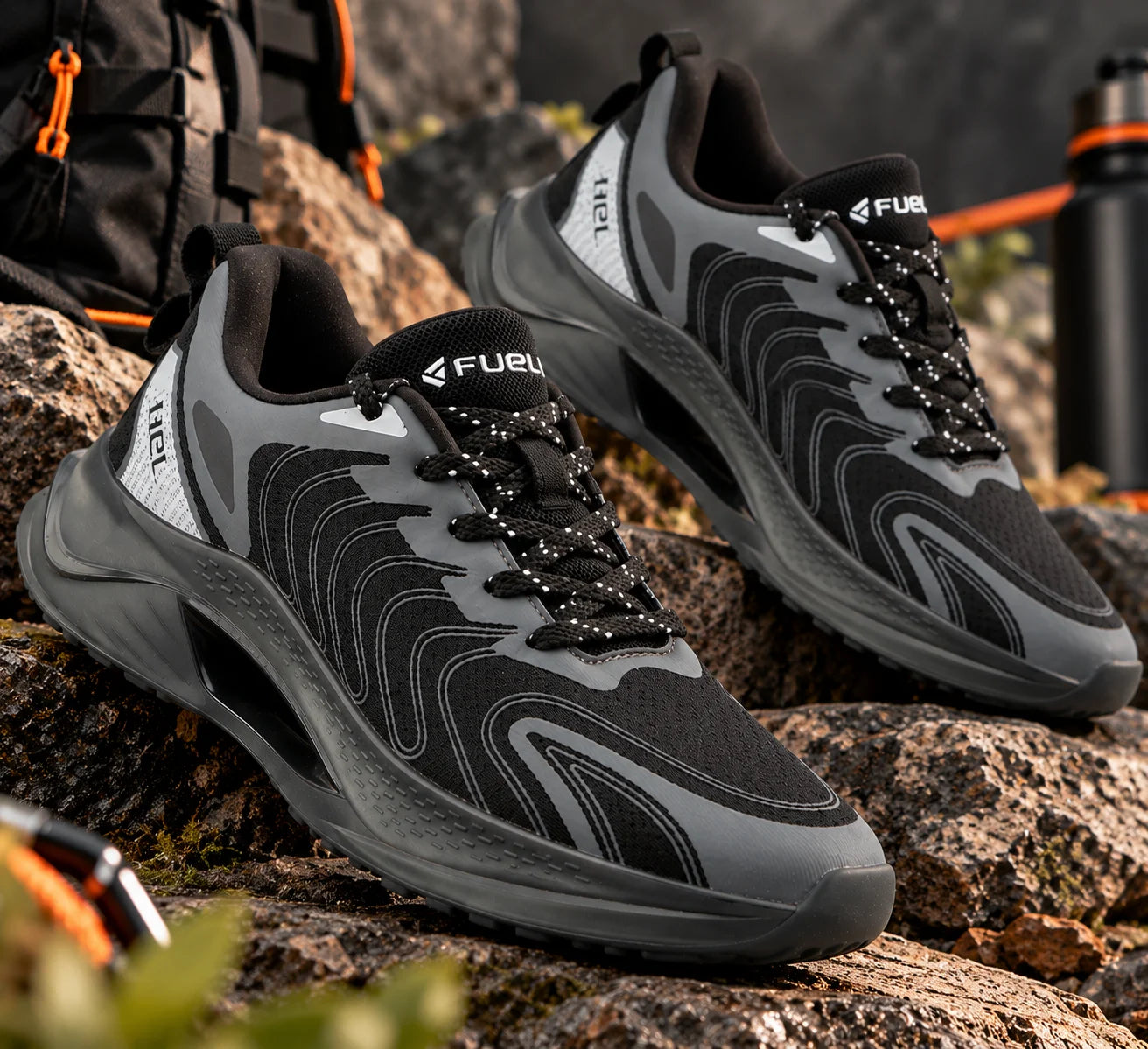 FUEL Cave Lightweight & Breathable with Comfortable Cushioning & Modern Style Sports Shoes for Men's (Black)