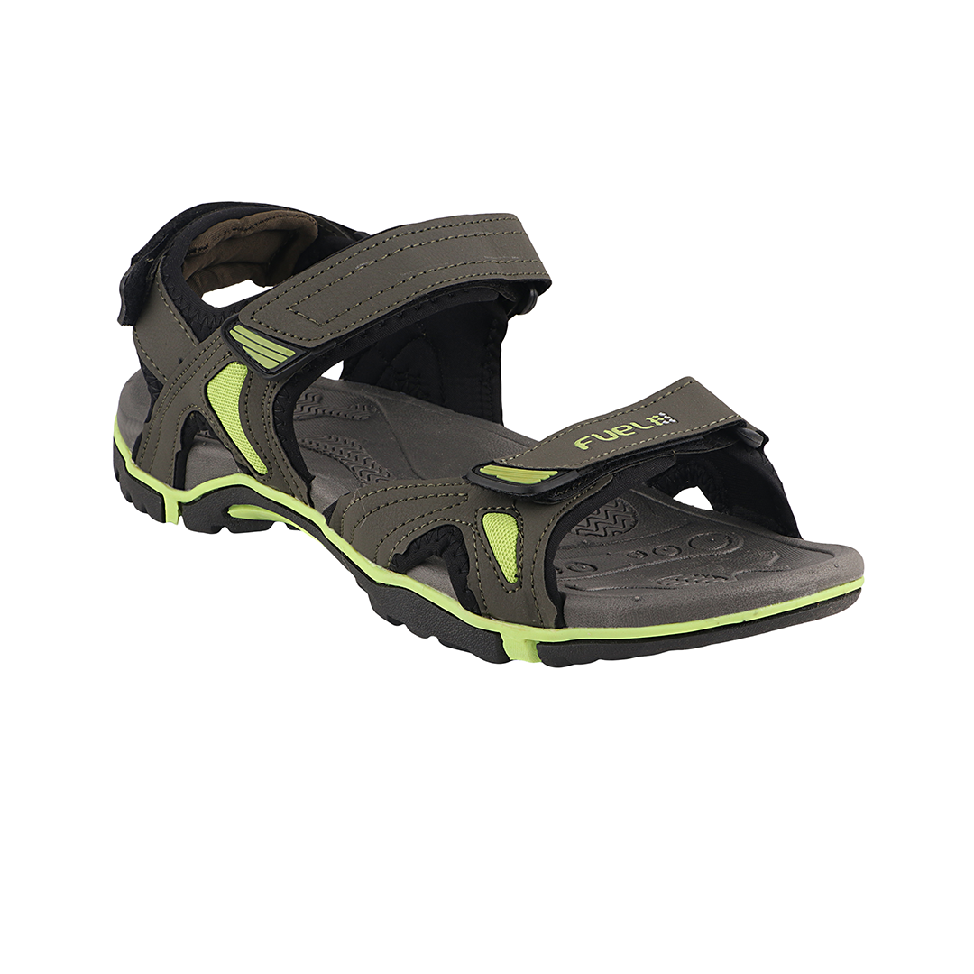 FUEL Jordan Men’s  Anti-Skid Sole Velcro Strap Outdoor Sandals (Olive-Green)