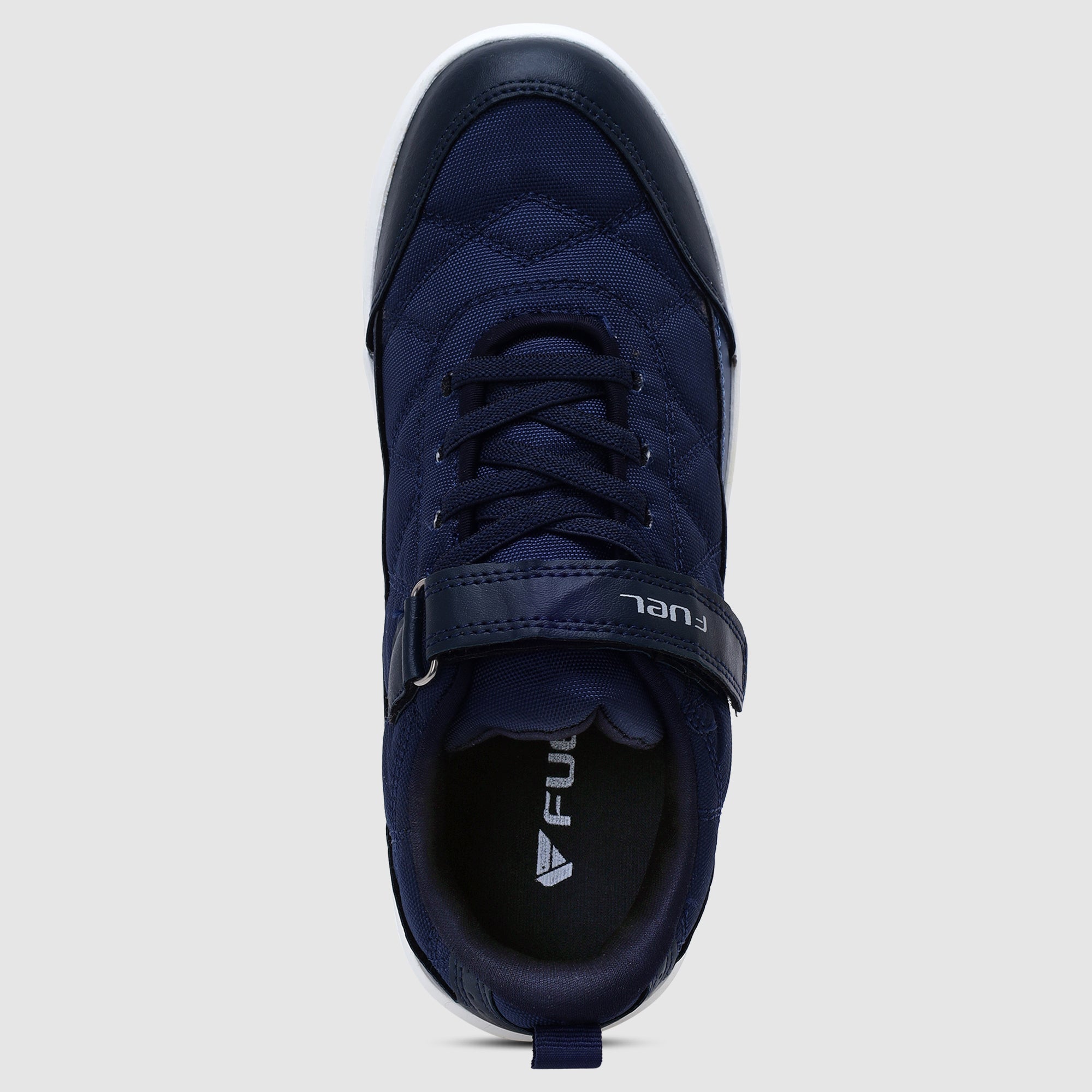 FUEL Tengo Kids Shoes for Boys and Girls, Rexine and Mesh Casual Sneakers with Lightweight EVA Sole, Comfortable and Stylish Footwear, School, Walking, Outdoor Activities and Everyday Use. (Navy)