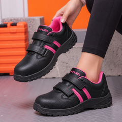 FUEL Riga Leather Safety Shoes for Women's Steel Toe Cap With Single Density PVC Sole (Pink)