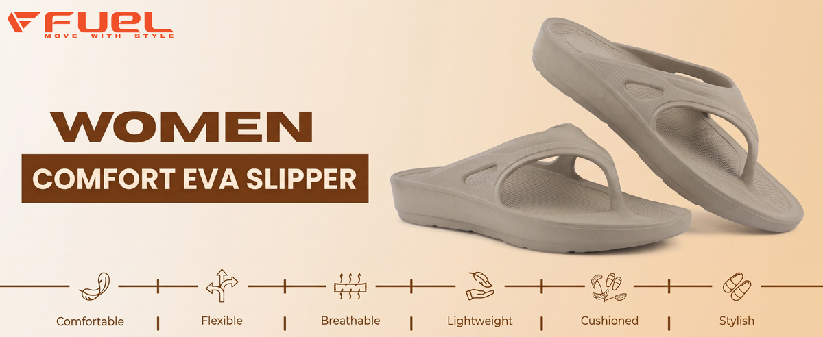 FUEL Comfort Women’s EVA Lightweight & Long-Lasting Slippers (Beige)