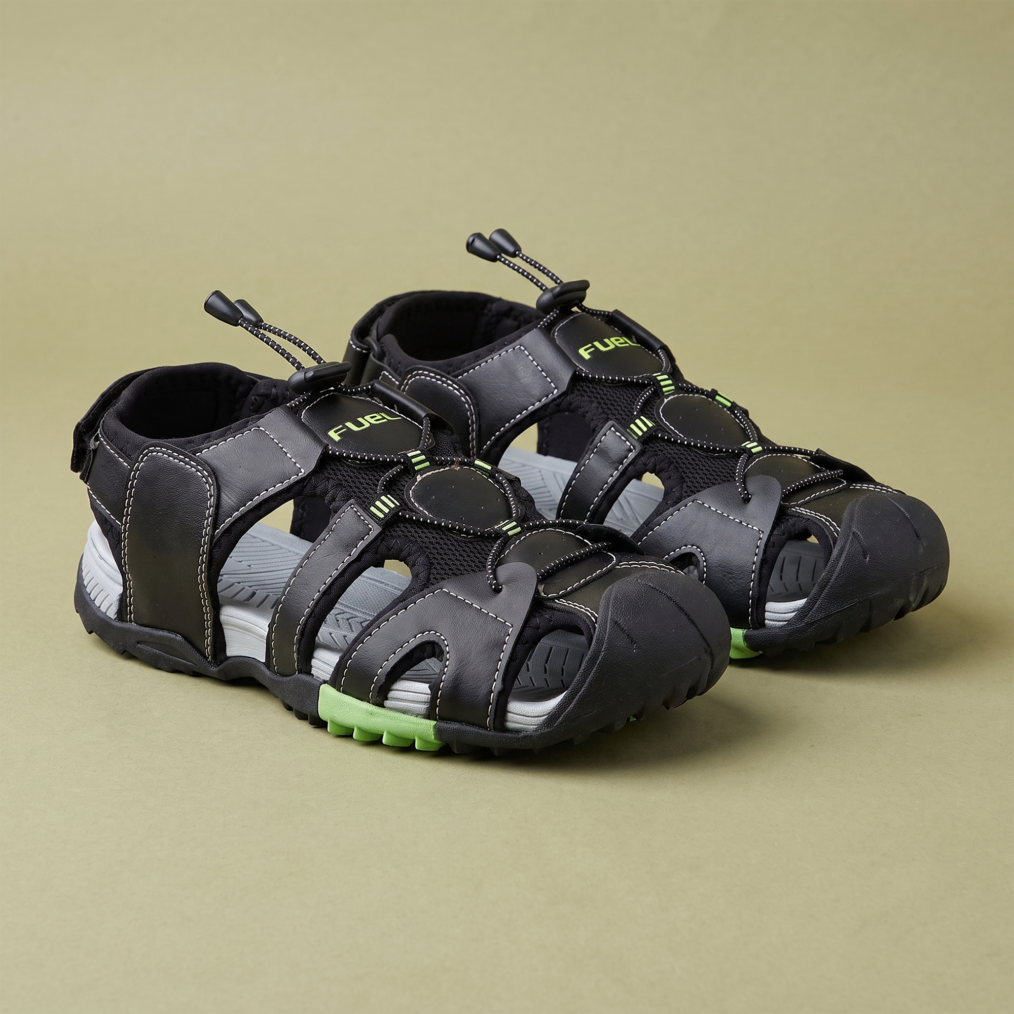 FUEL Warriors Lightweight & All-Day Comfort Sandals for Men's (Black)