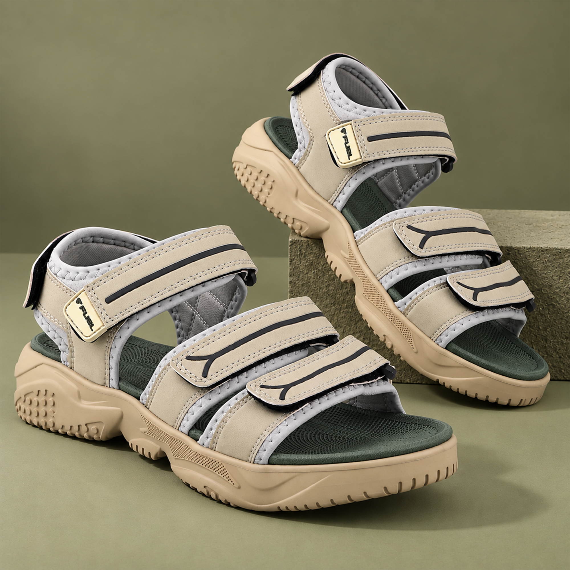 FUEL Keta Comfortable & Lightweight Sports Sandals for Men's (Olive)