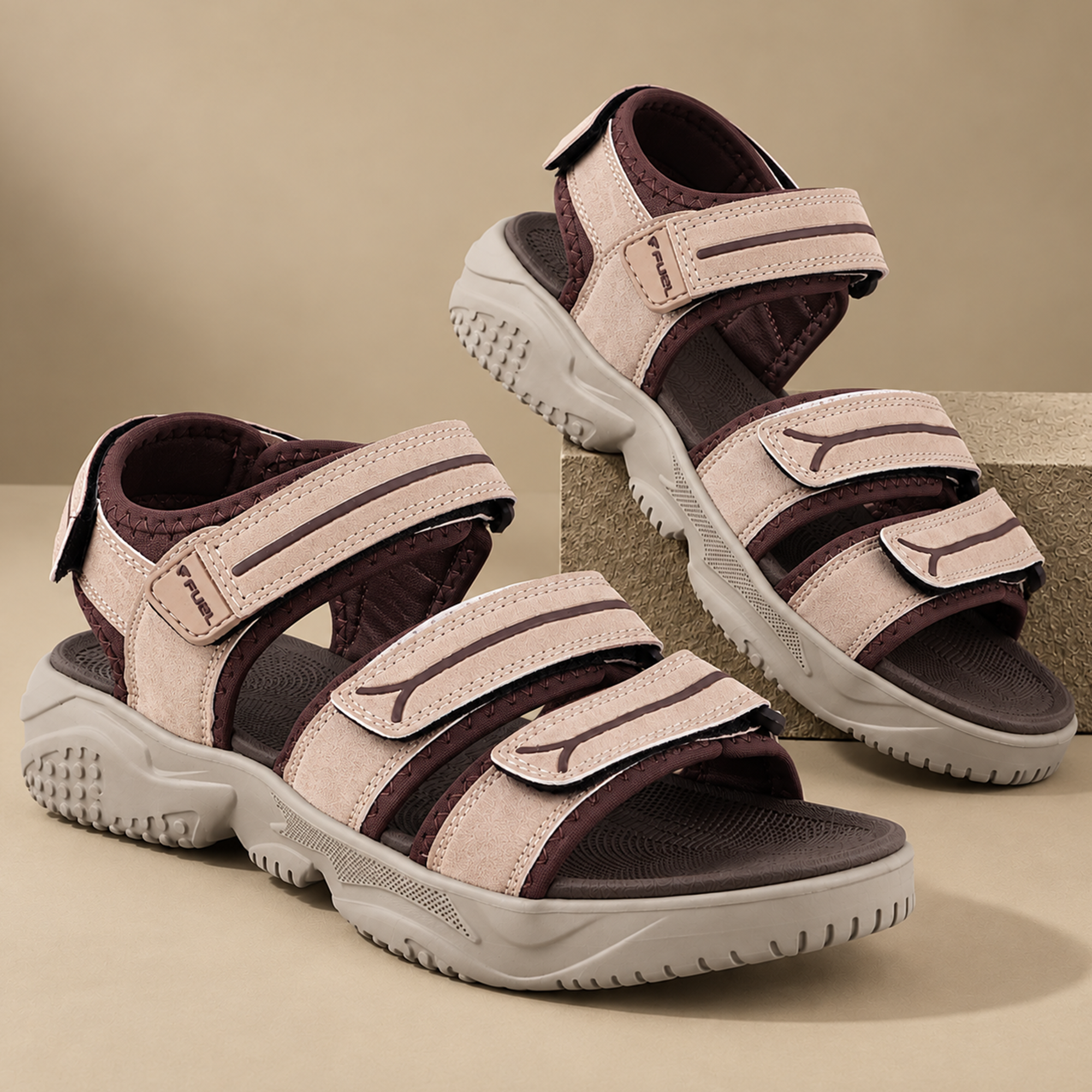 FUEL Keta Comfortable & Lightweight Sports Sandals for Men's (Brown)