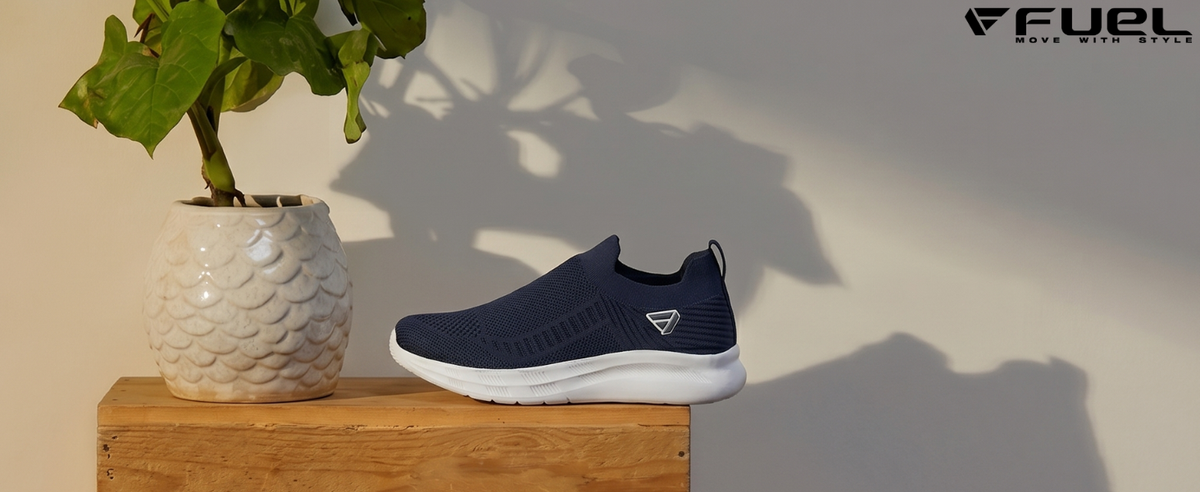 FUEL Flash Lightweight & Breathable Cushioned EVA Sole Slip-On Casual Shoes for Men's (Moon Blue)