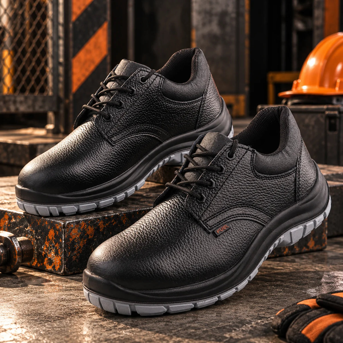 FUEL ICON DD Industrial Safety Shoes with Grain Leather & PU Double Density Sole Steel Toe Energy Absorption(200J)  for Men
