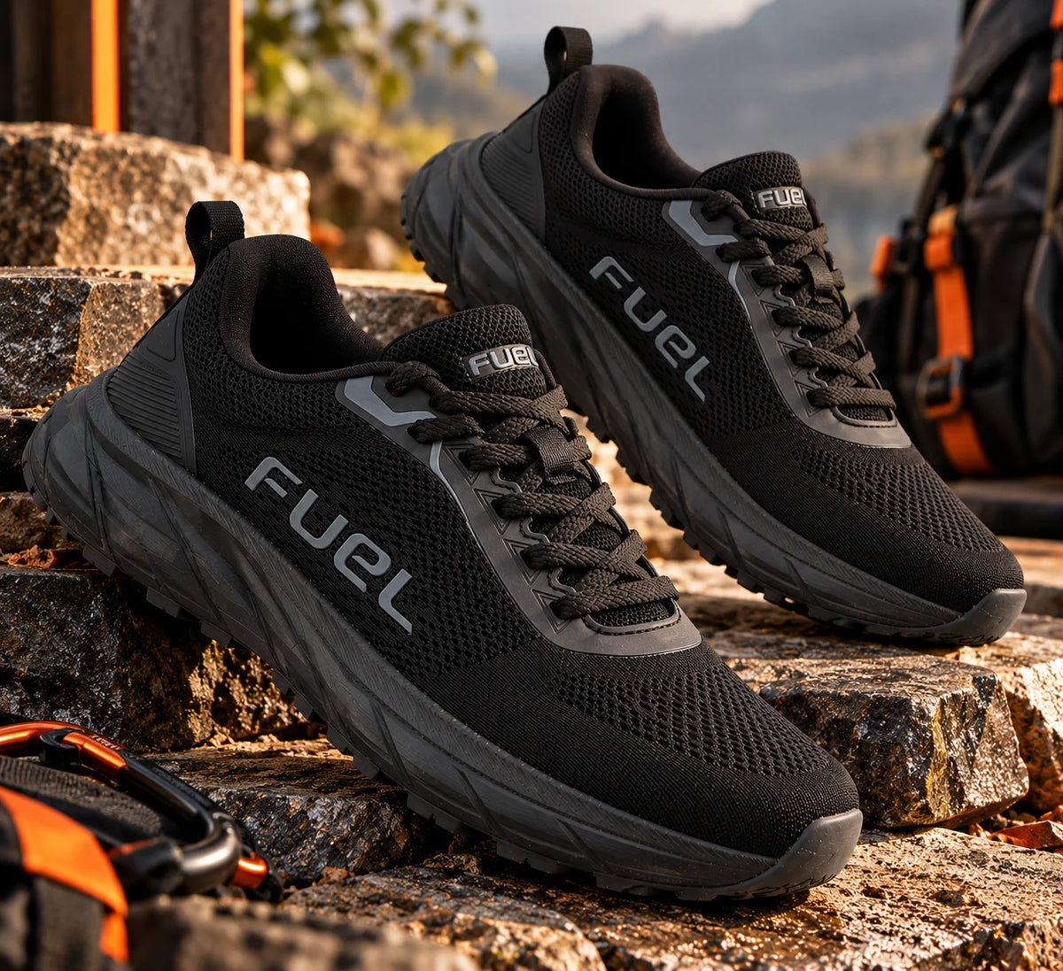 FUEL Phantom Running & Walking with Cushioned Comfort and Durable Sole for Men's (Black)